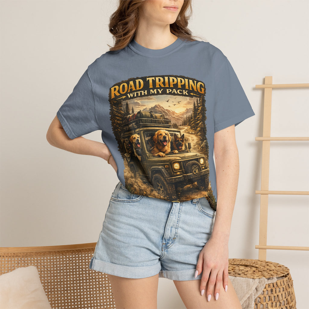 Road Tripping with My Pack T-Shirt| Funny Dog Road Trip -Shirt| Adventure Dog Lover Tee| Camping & Travel Gift Hor Pet Owners