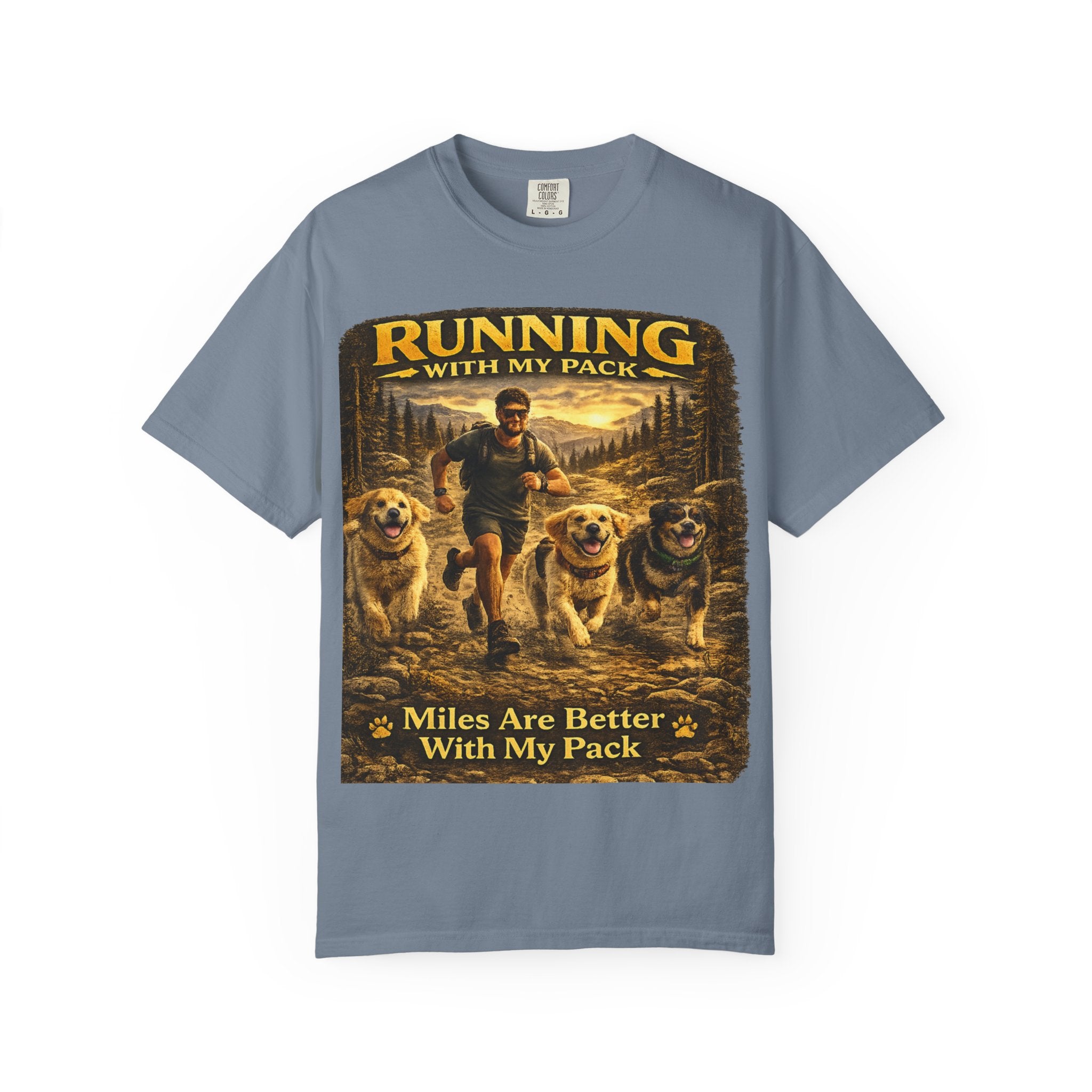 COLD HALO | Running with My Pack Dog Lover T-Shirt| Golden Retriever Trail running Tee| outdoor adventure | funny pet gift