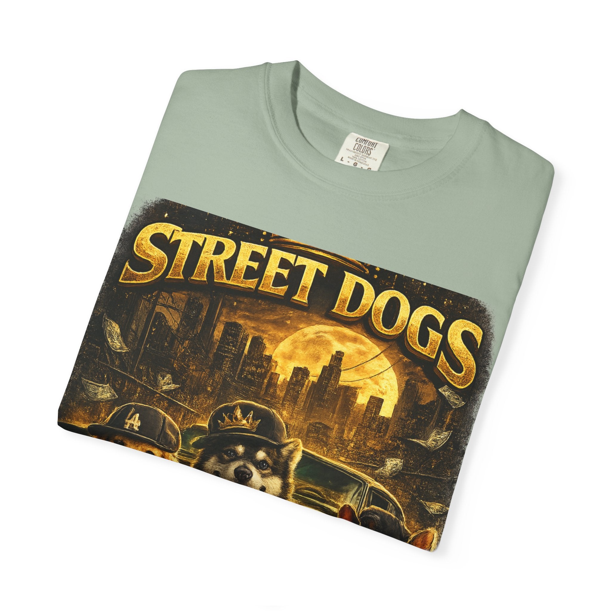 COLD HALO | Street Dogs funny Dog Graphic T-Shirt — Urban Dog  Hip Hop dog Graphic Tee| puppy streetwear shirt| Dog Lover gift.