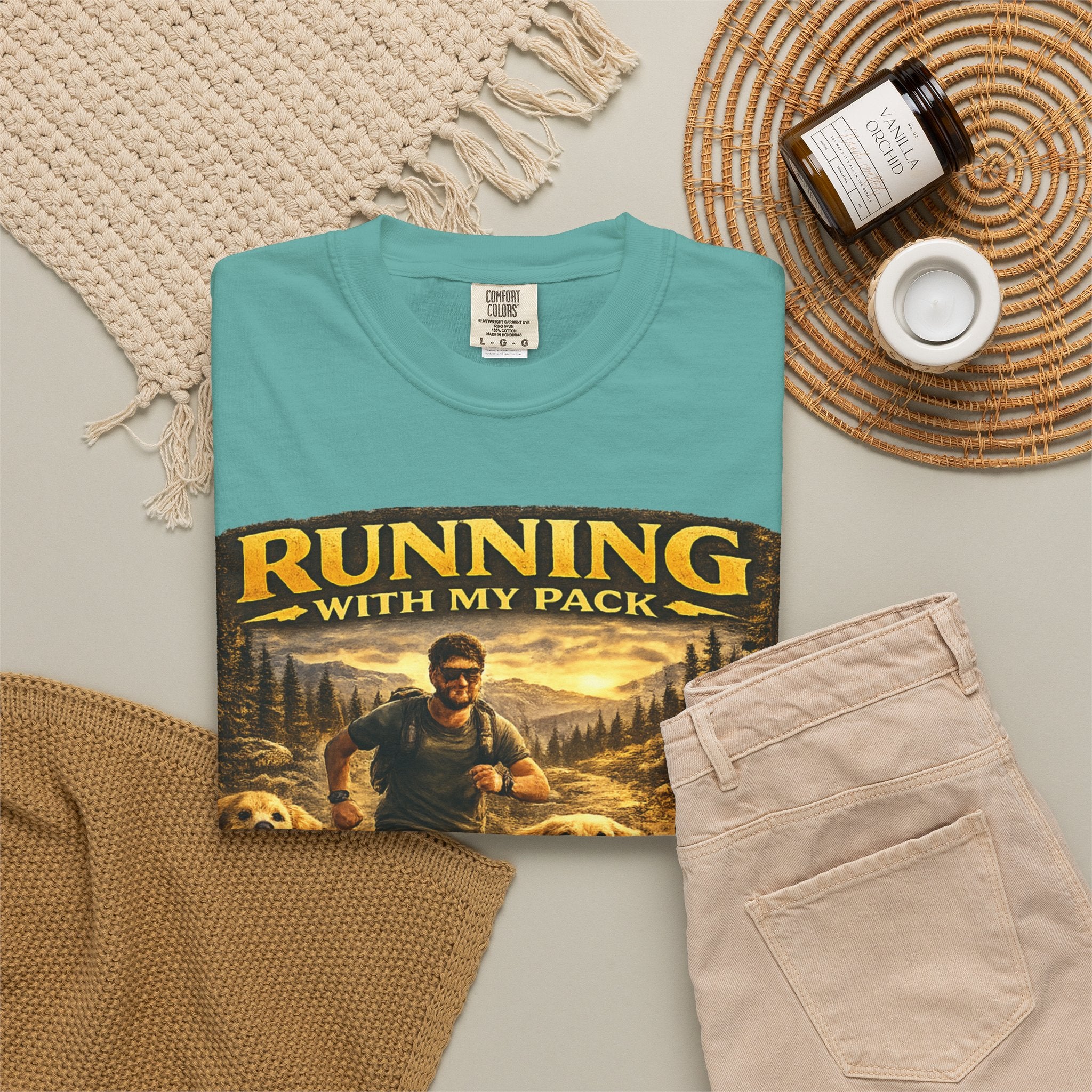 COLD HALO | Running with My Pack Dog Lover T-Shirt| Golden Retriever Trail running Tee| outdoor adventure | funny pet gift