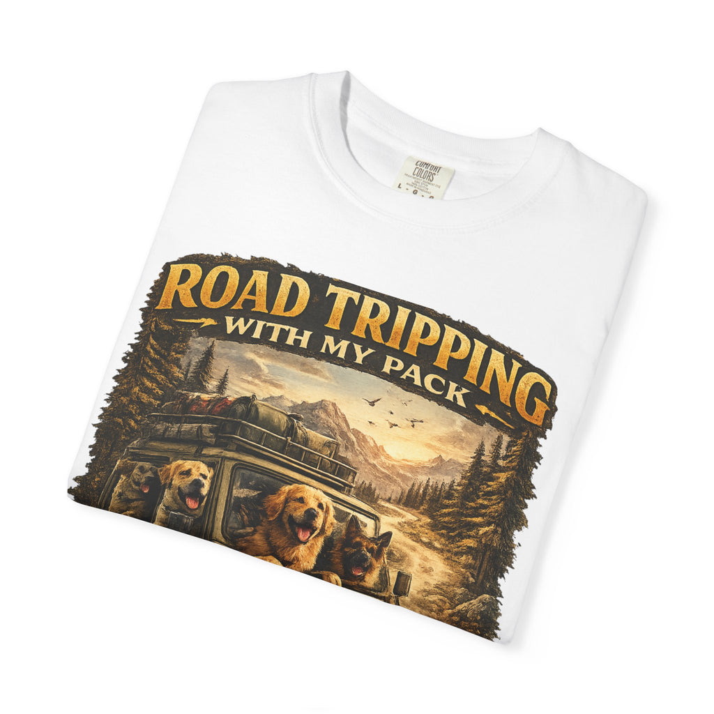 Road Tripping with My Pack T-Shirt| Funny Dog Road Trip -Shirt| Adventure Dog Lover Tee| Camping & Travel Gift Hor Pet Owners