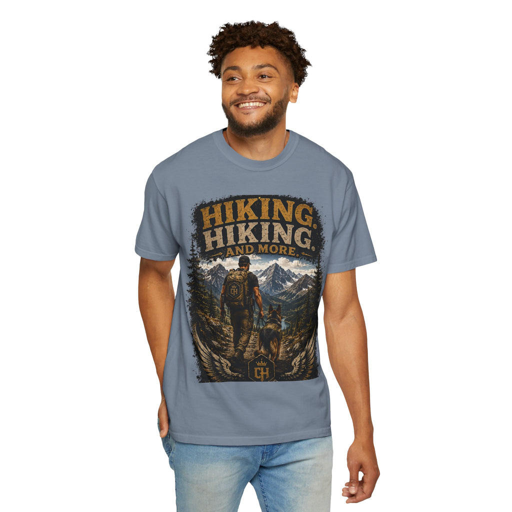 COLD HALO | Hiking With My Dog T-shirt| Adventure Dog Lover Tee| Mountain Hiking Graphic shirt|  Outdoor  Dog Dad Gifte