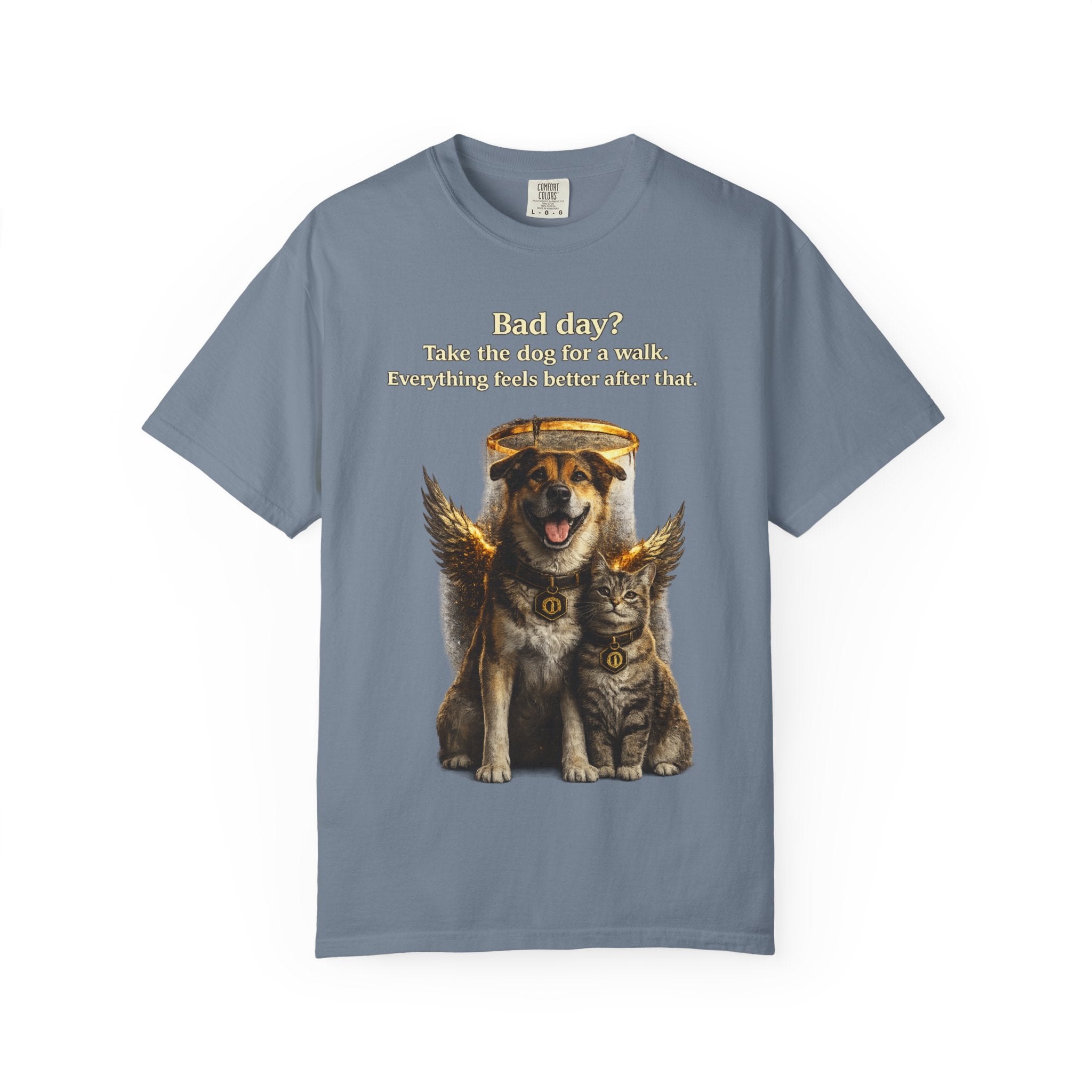 Bad day? Take The dog for a walk Cold Halo T-shirt / Dog lover Graphic -T- shirt