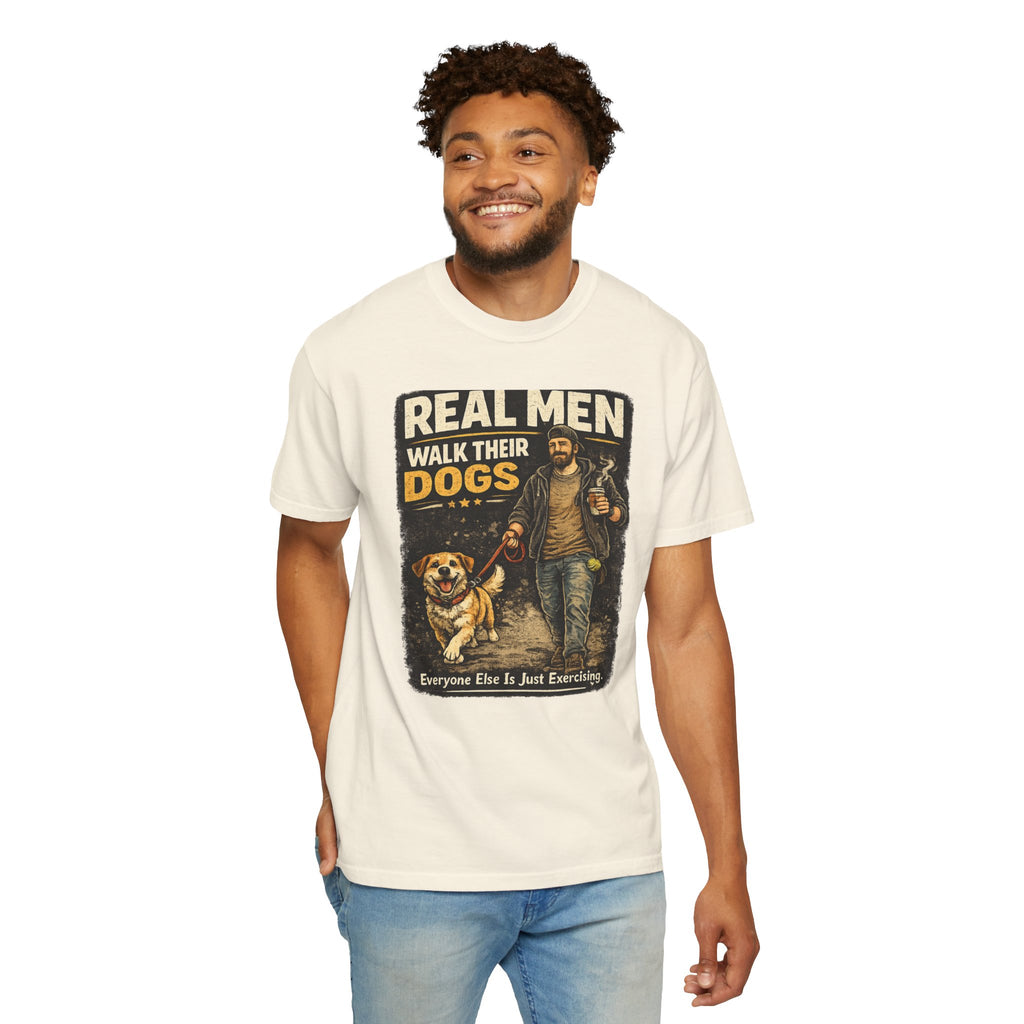 COLD HALO PETS |Real Men Walk Their Dogs Funny Dog Lover Graphic Tee