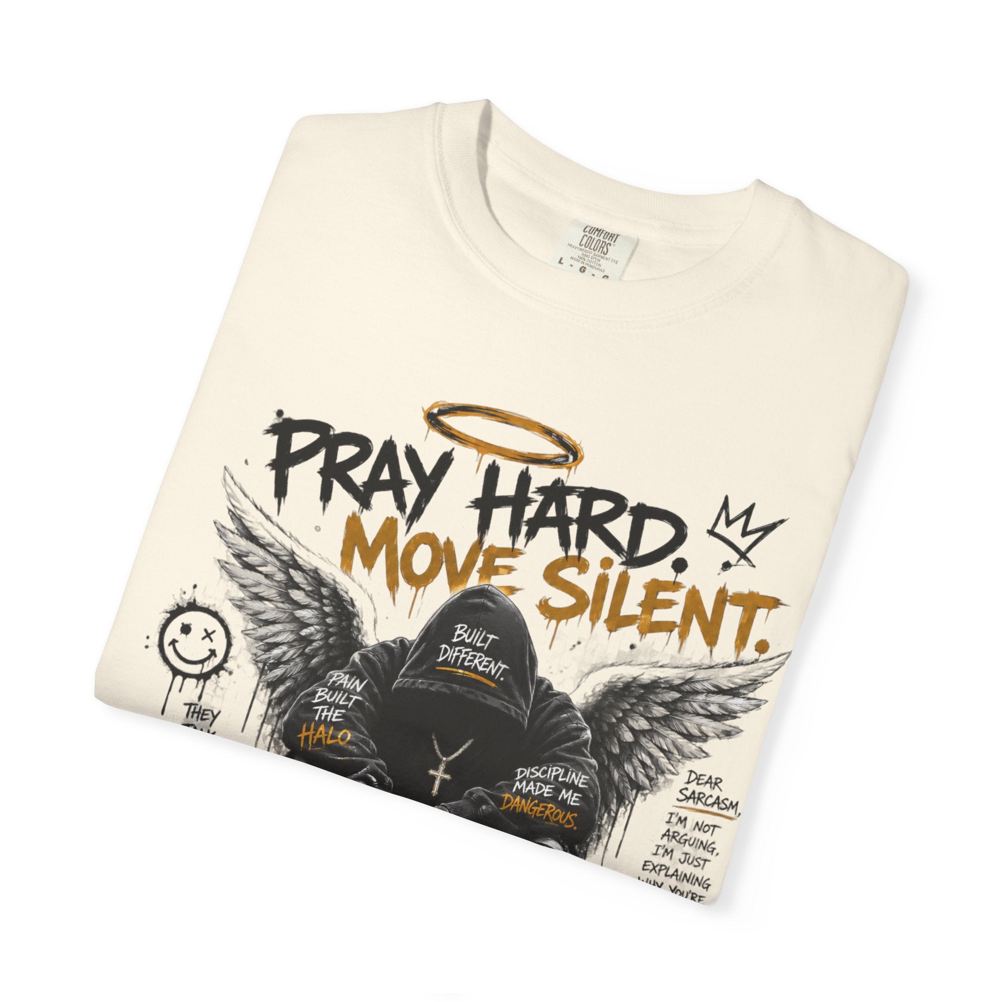 Pray Hard Move Silent T-Shirt — Graphic Faith Streetwear Tee