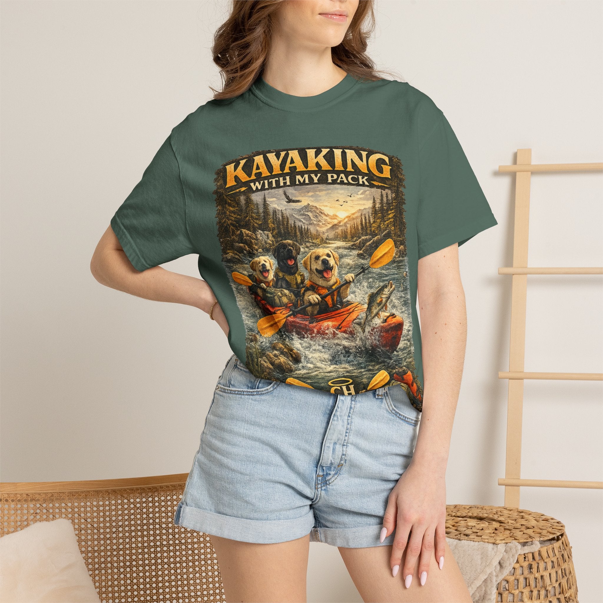 COLD HALO PETS |Kayaking T-Shirt Labrador Retriever Adventure Graphic Tee .