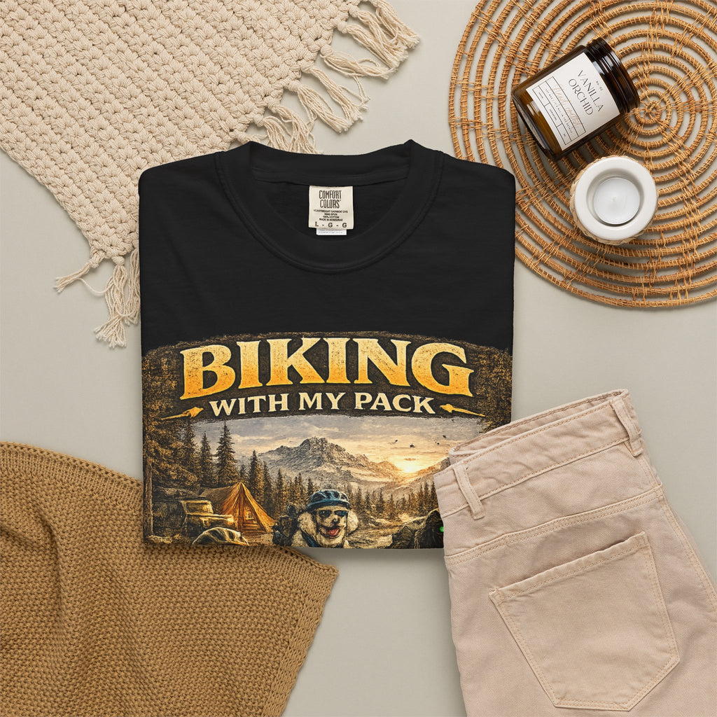 Biking With My Pack T-Shirt | Funny Dog Biking shirt| Adventure Dog Biking shirt| Adventure Dog Lover Tee| Mountain Bike Dog Dad gift