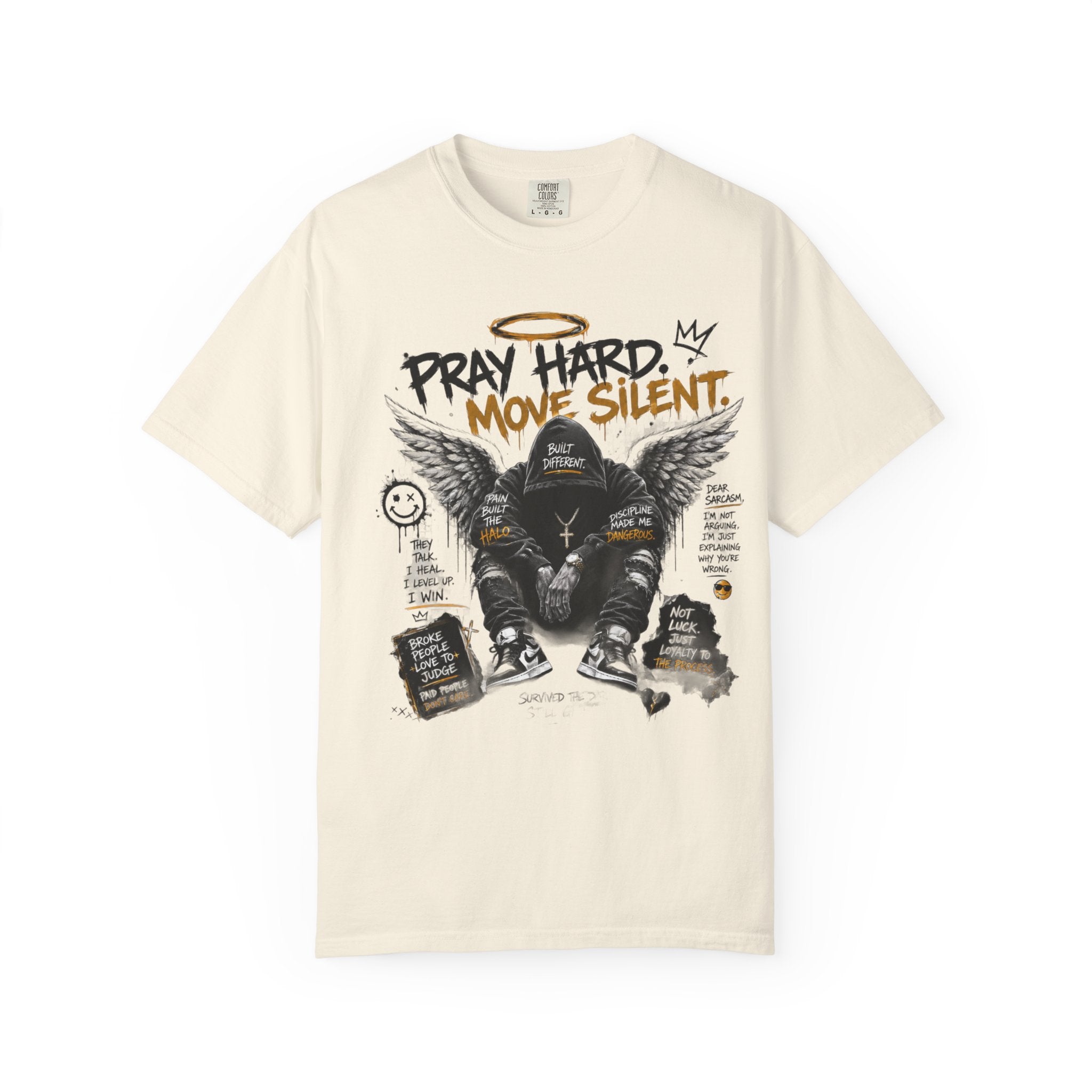 Pray Hard Move Silent T-Shirt — Graphic Faith Streetwear Tee