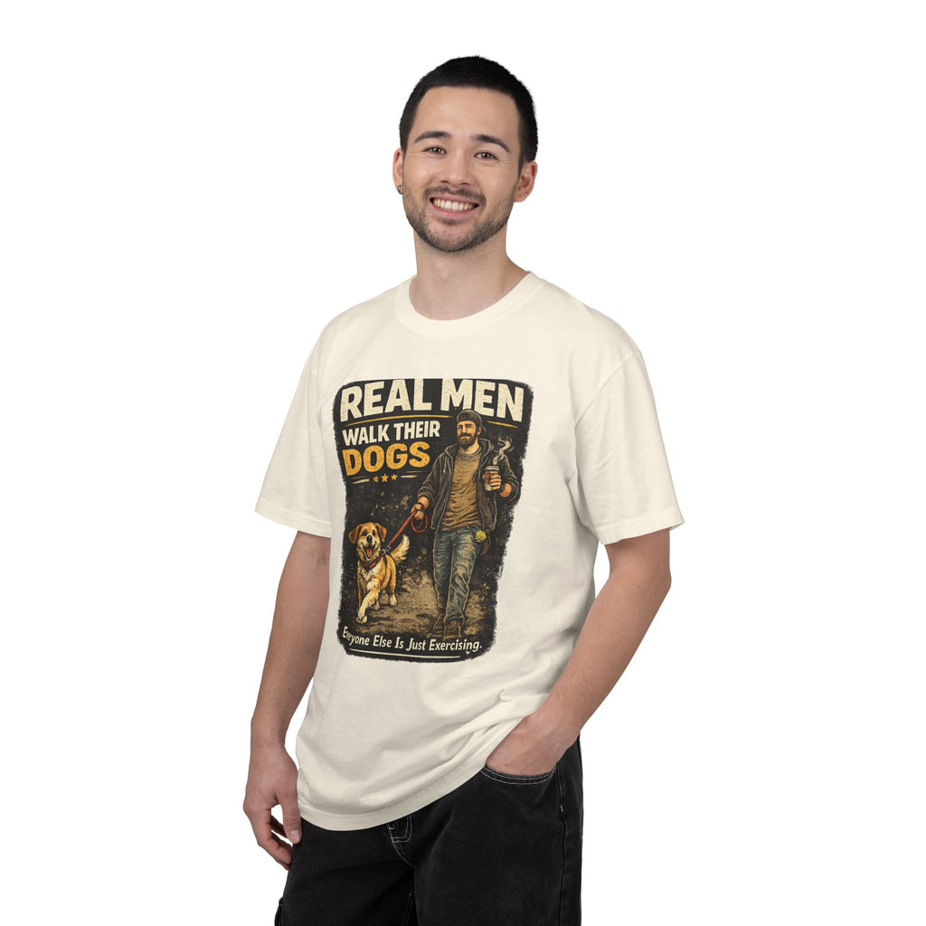 COLD HALO PETS |Real Men Walk Their Dogs Funny Dog Lover Graphic Tee