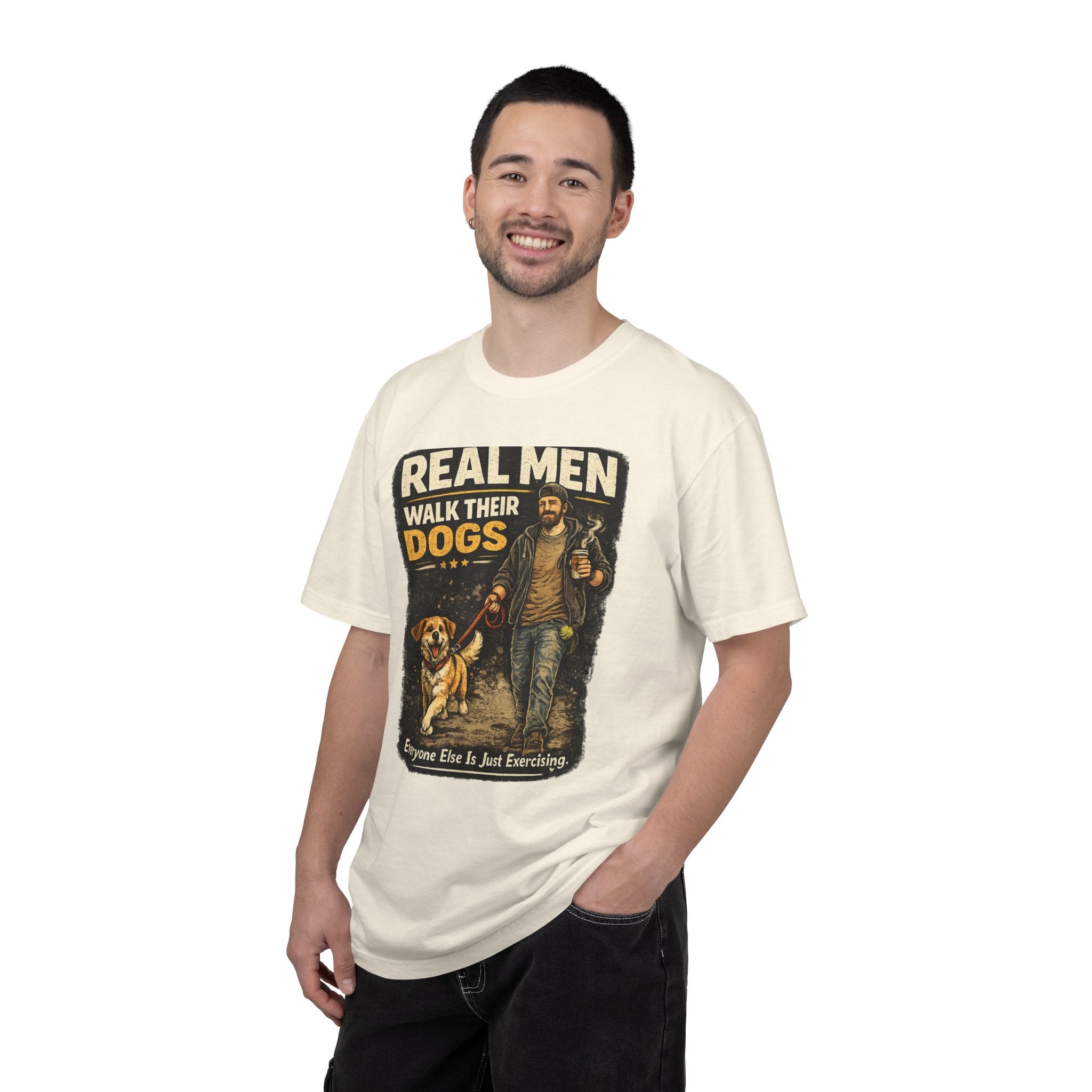 COLD HALO PETS |Real Men Walk Their Dogs Funny Dog Lover Graphic Tee