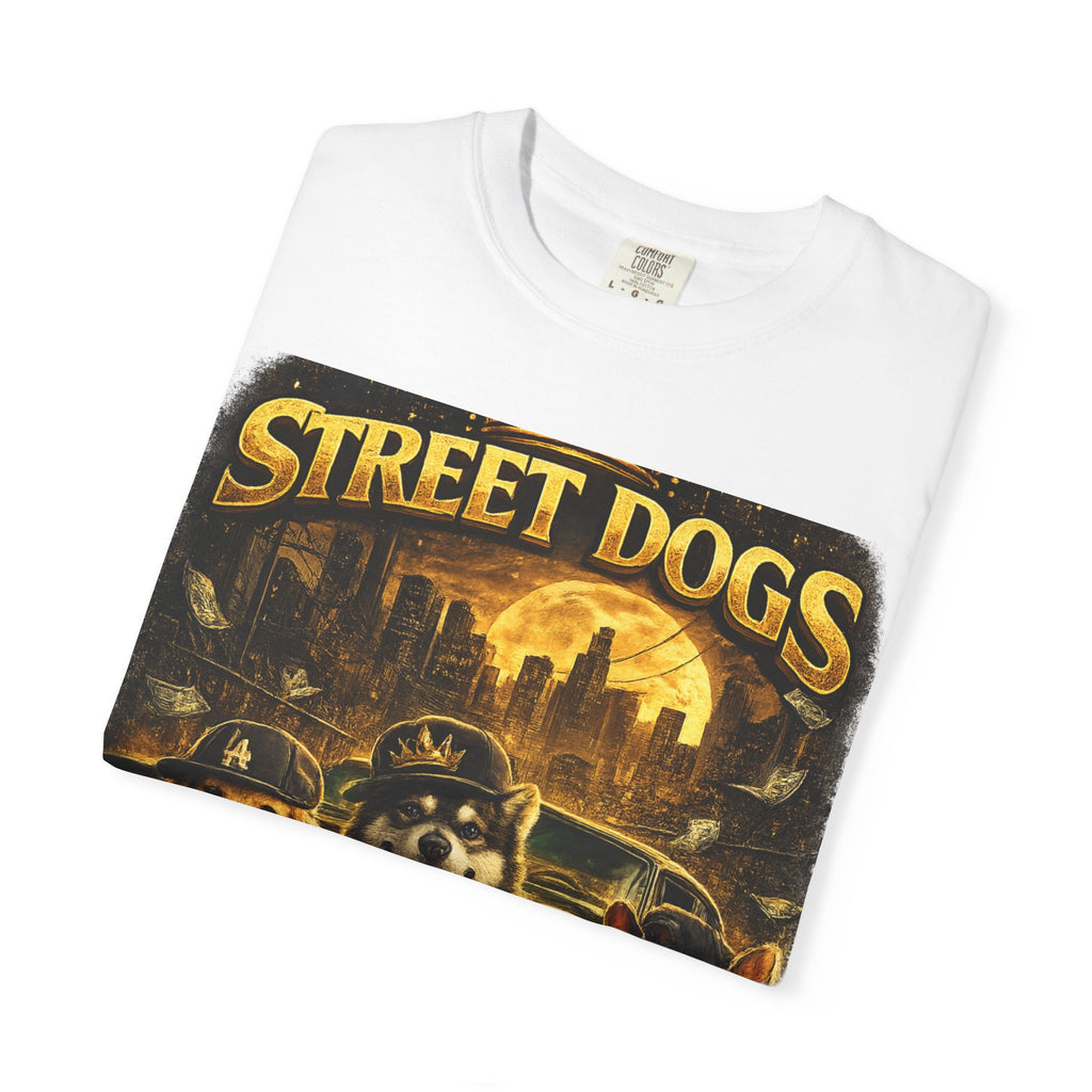 COLD HALO | Street Dogs funny Dog Graphic T-Shirt — Urban Dog  Hip Hop dog Graphic Tee| puppy streetwear shirt| Dog Lover gift.