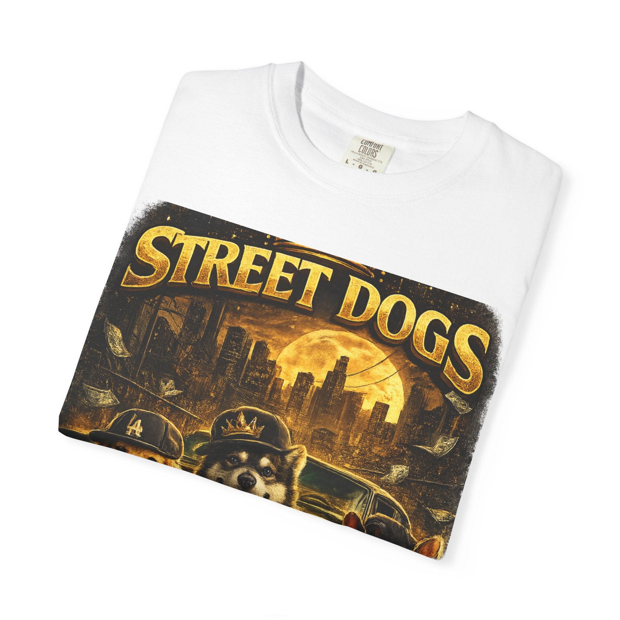 COLD HALO | Street Dogs funny Dog Graphic T-Shirt — Urban Dog  Hip Hop dog Graphic Tee| puppy streetwear shirt| Dog Lover gift.