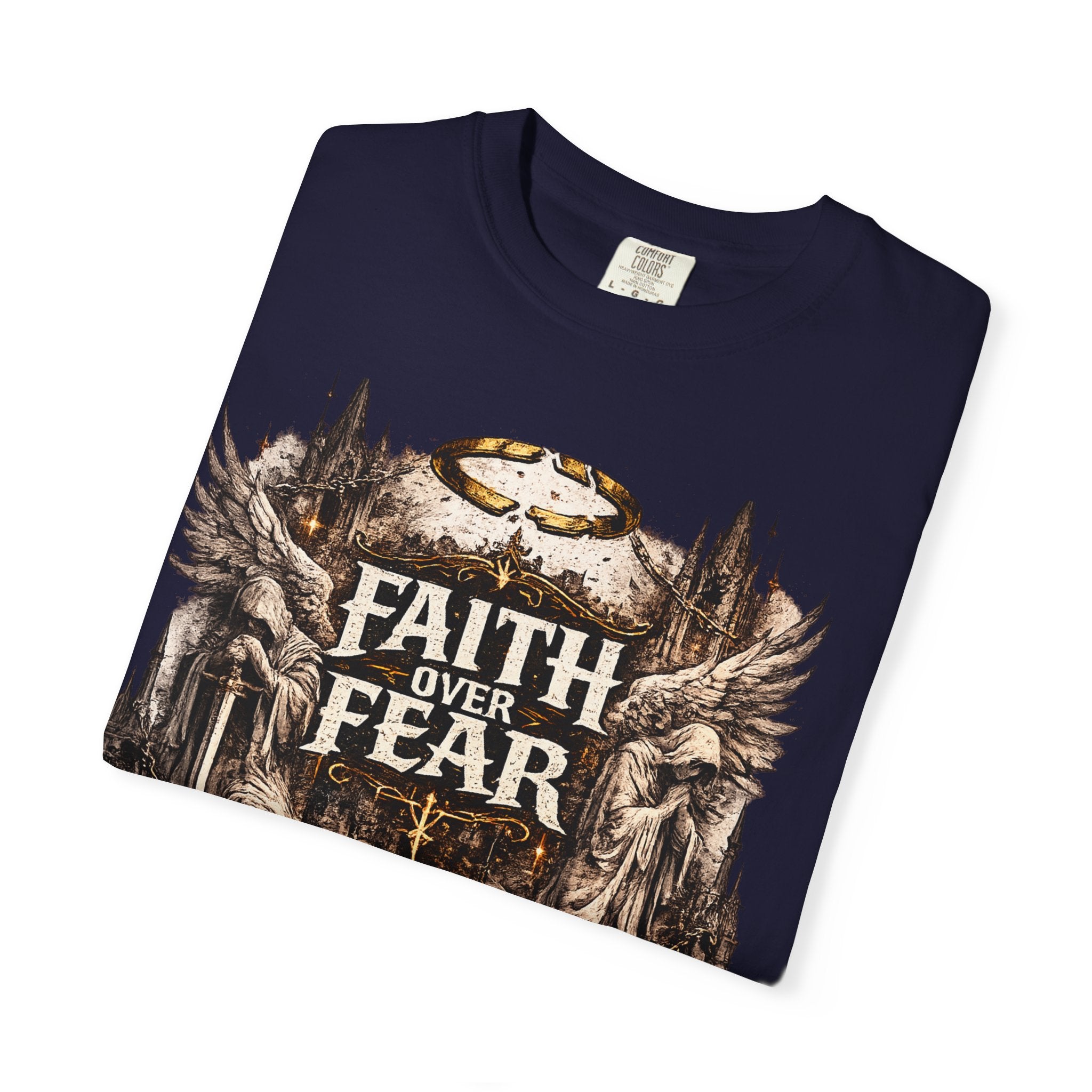 Faith Over Fear Christian Inspirational Cross comfort Graphic Tee