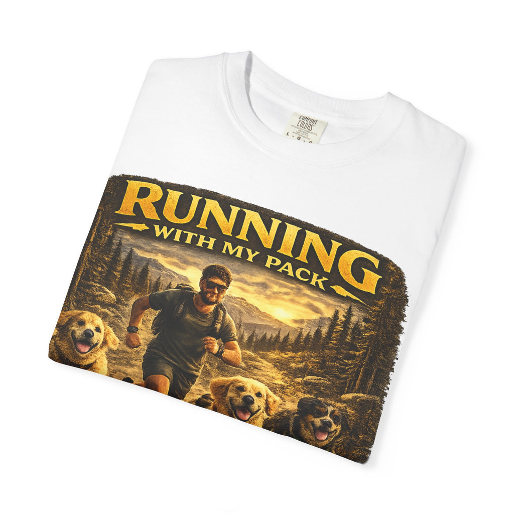 COLD HALO | Running with My Pack Dog Lover T-Shirt| Golden Retriever Trail running Tee| outdoor adventure | funny pet gift