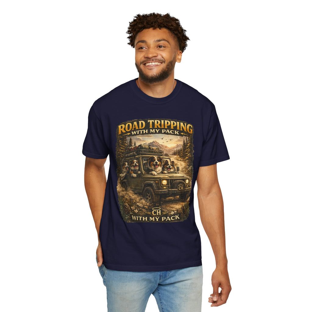 Road Tripping with My Pack T-Shirt| Funny Dog Road Trip -Shirt| Adventure Dog Lover Tee| Camping & Travel Gift Hor Pet Owners