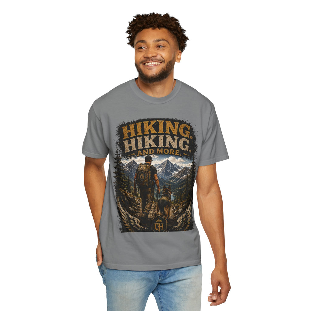 COLD HALO | Hiking With My Dog T-shirt| Adventure Dog Lover Tee| Mountain Hiking Graphic shirt|  Outdoor  Dog Dad Gifte