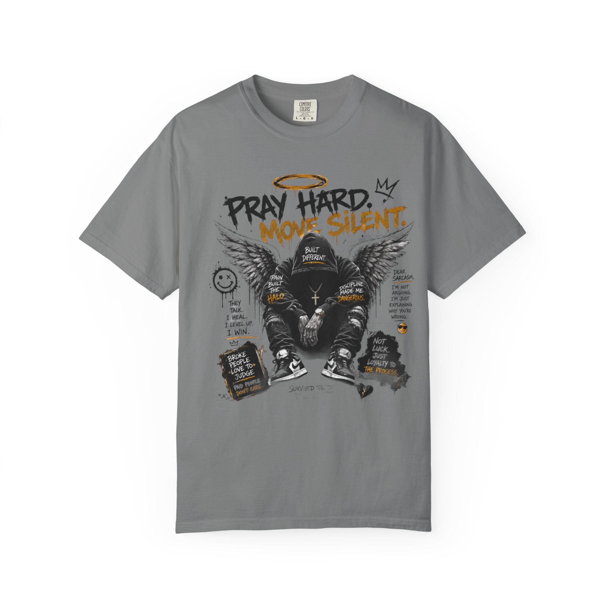 Pray Hard Move Silent T-Shirt — Graphic Faith Streetwear Tee