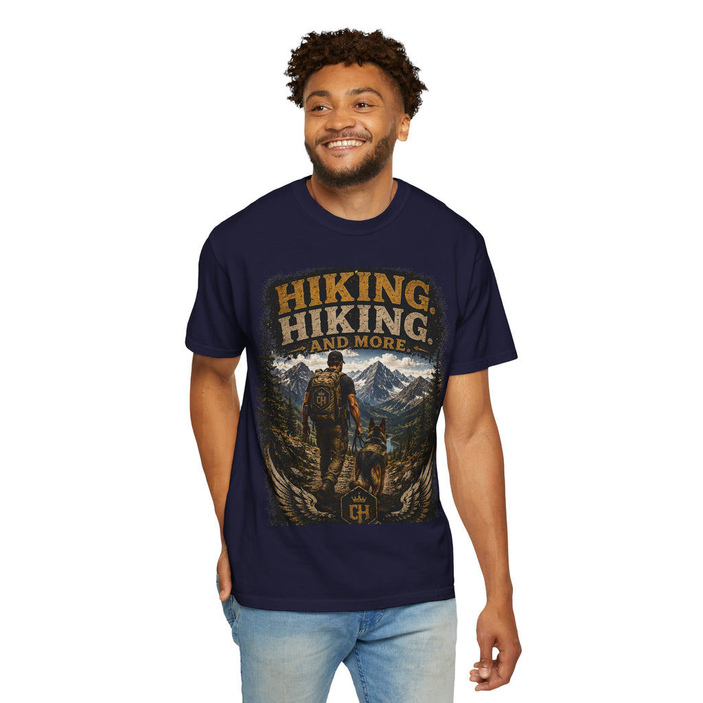 COLD HALO | Hiking With My Dog T-shirt| Adventure Dog Lover Tee| Mountain Hiking Graphic shirt|  Outdoor  Dog Dad Gifte