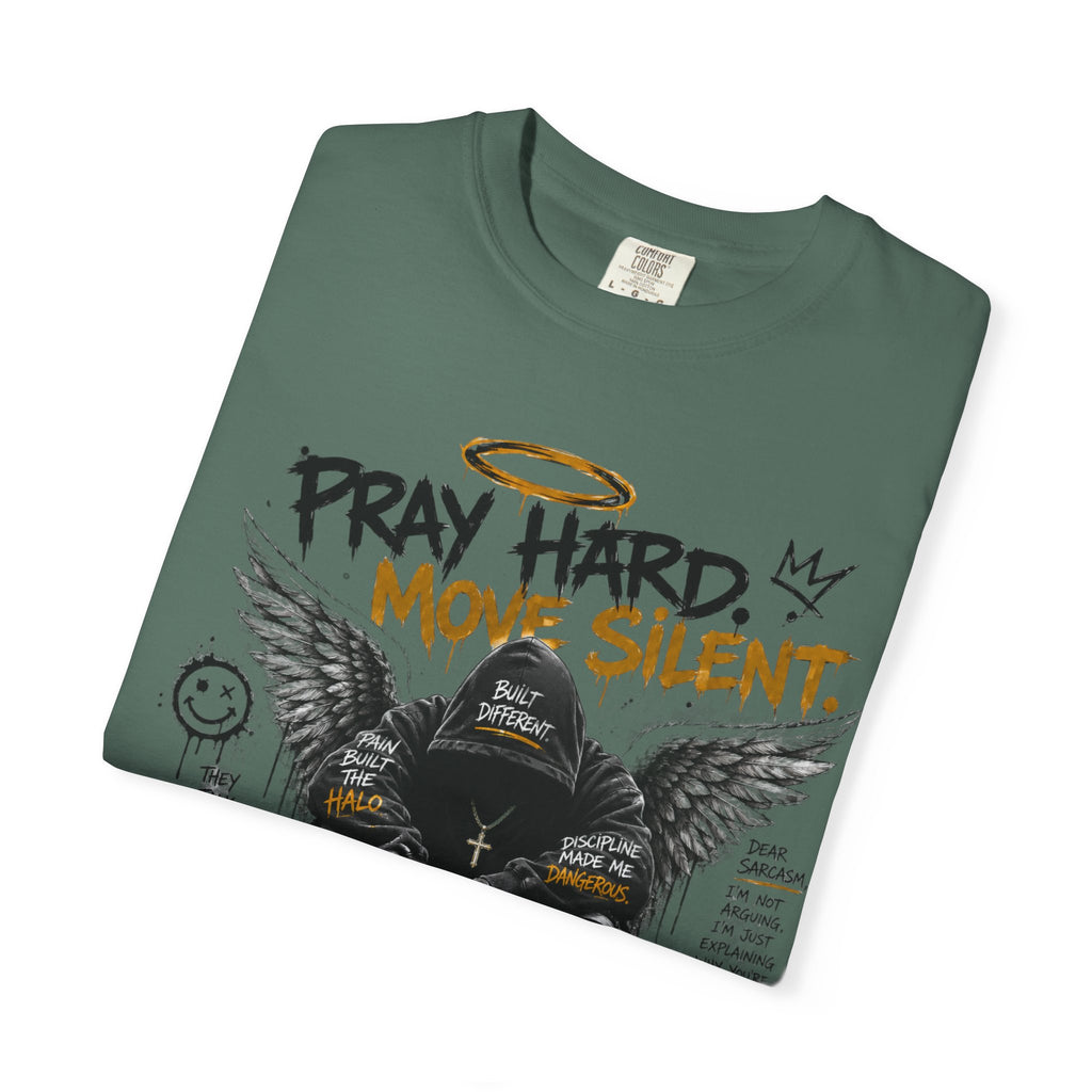 Pray Hard Move Silent T-Shirt — Graphic Faith Streetwear Tee