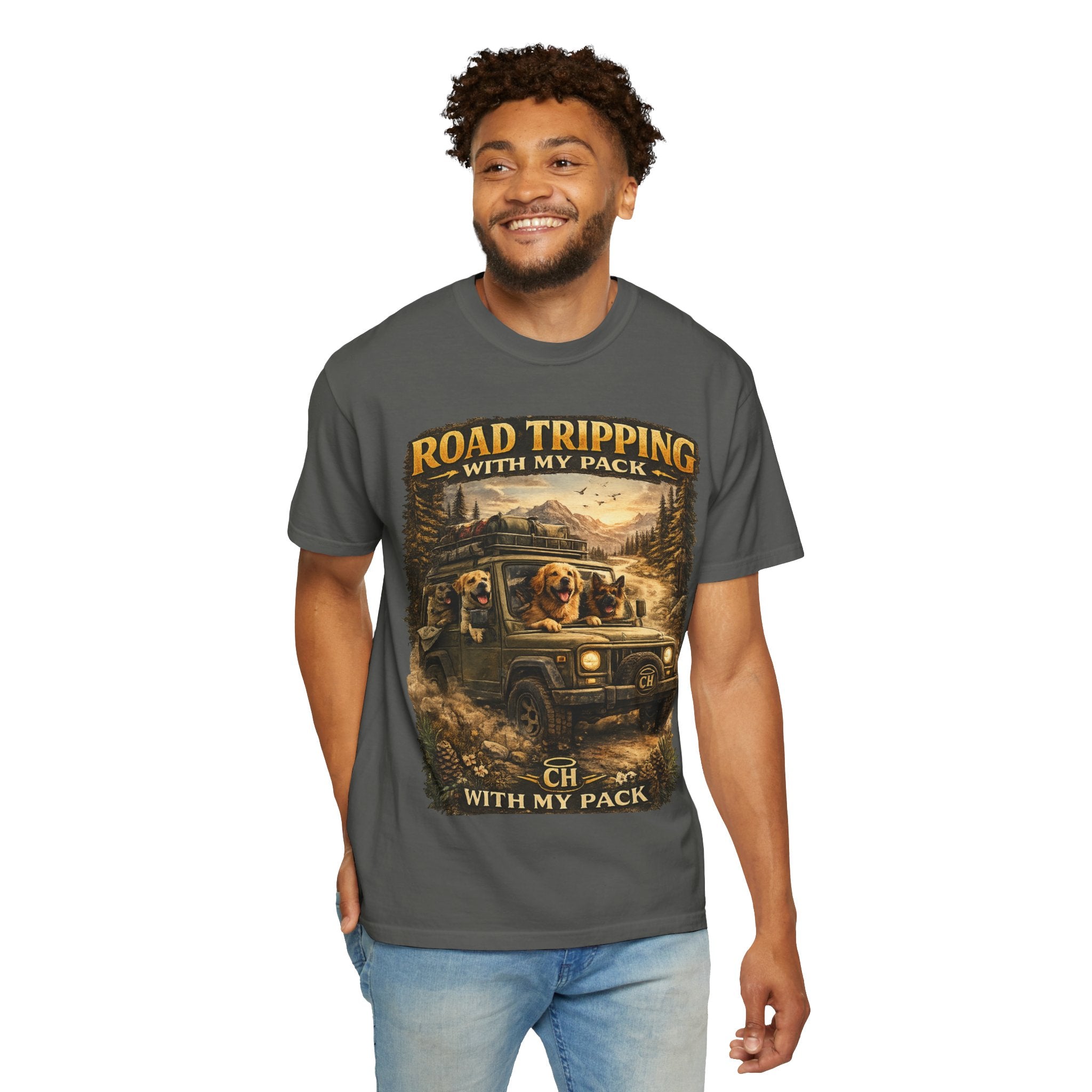 Road Tripping with My Pack T-Shirt| Funny Dog Road Trip -Shirt| Adventure Dog Lover Tee| Camping & Travel Gift Hor Pet Owners
