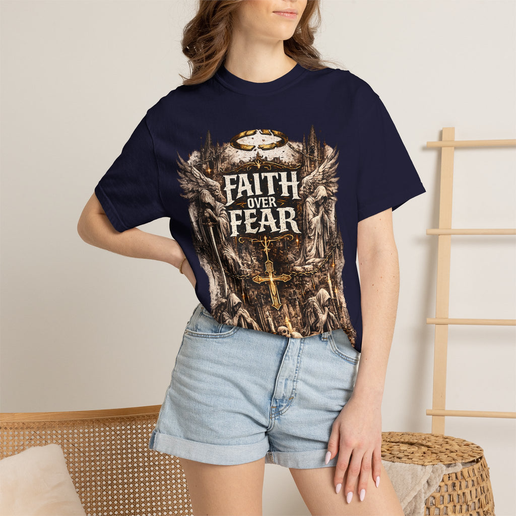 Faith Over Fear Christian Inspirational Cross comfort Graphic Tee