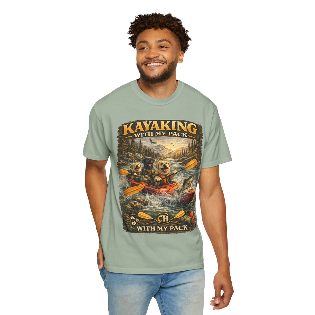 COLD HALO PETS |Kayaking T-Shirt Labrador Retriever Adventure Graphic Tee .