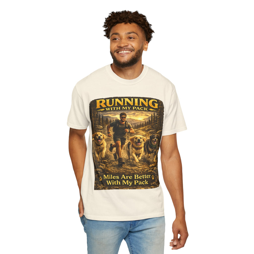 COLD HALO | Running with My Pack Dog Lover T-Shirt| Golden Retriever Trail running Tee| outdoor adventure | funny pet gift