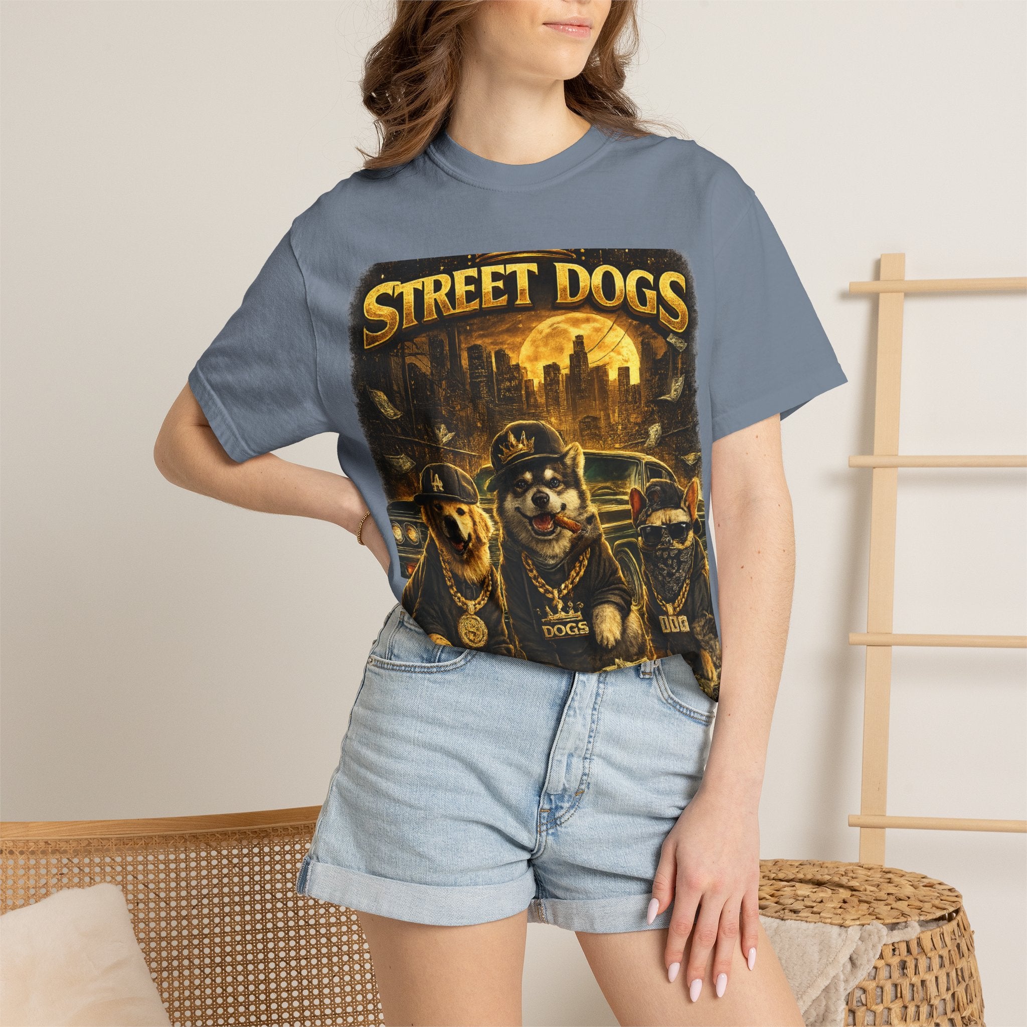 COLD HALO | Street Dogs funny Dog Graphic T-Shirt — Urban Dog  Hip Hop dog Graphic Tee| puppy streetwear shirt| Dog Lover gift.