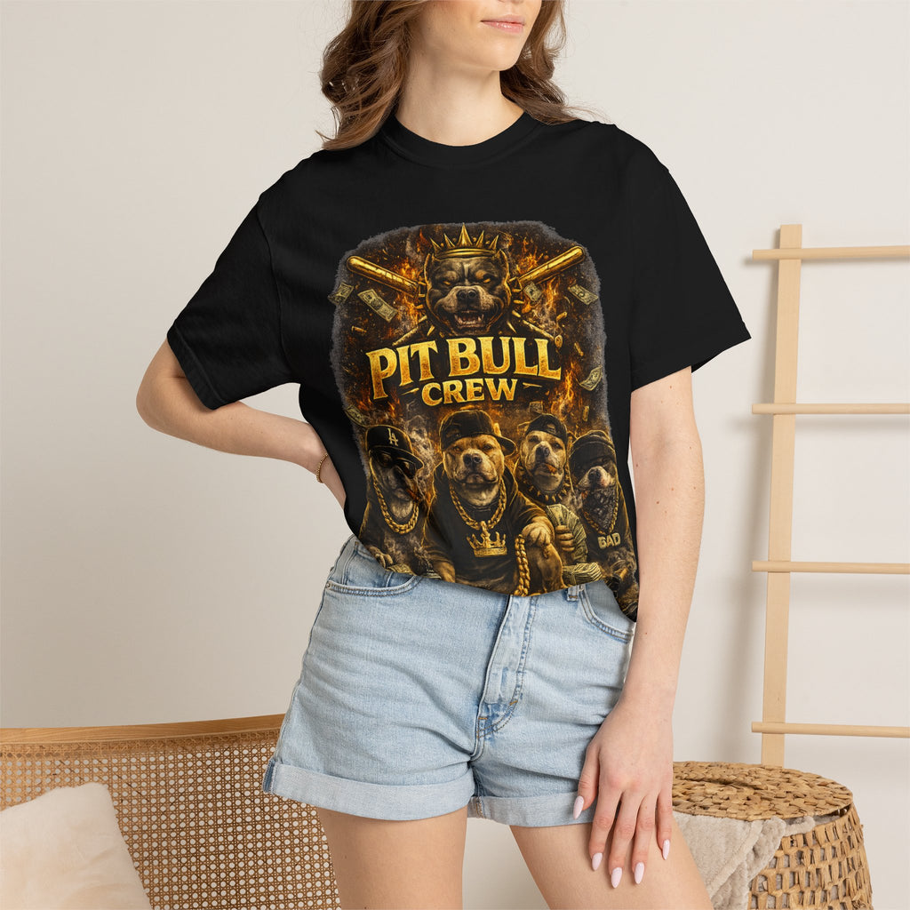 COLD HALO | Pit Bull Crew Graphic T-Shirt| Urban  streetwear  dog shirt|  — Bold Streetwear Tee for Dog Lovers| Pitbull Lover Gift for men and women