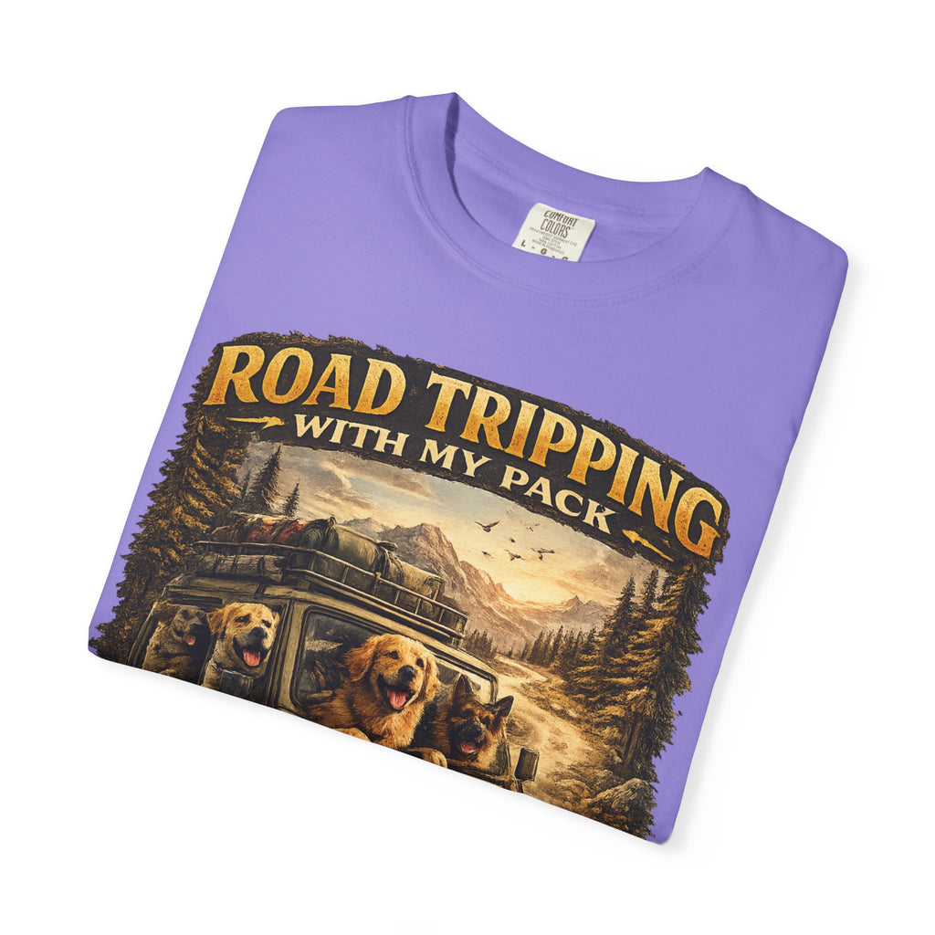Road Tripping with My Pack T-Shirt| Funny Dog Road Trip -Shirt| Adventure Dog Lover Tee| Camping & Travel Gift Hor Pet Owners