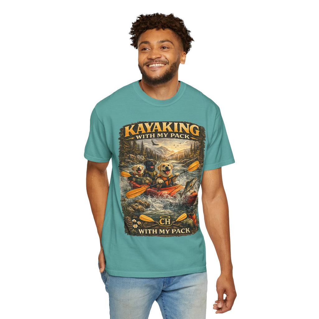 COLD HALO PETS |Kayaking T-Shirt Labrador Retriever Adventure Graphic Tee .