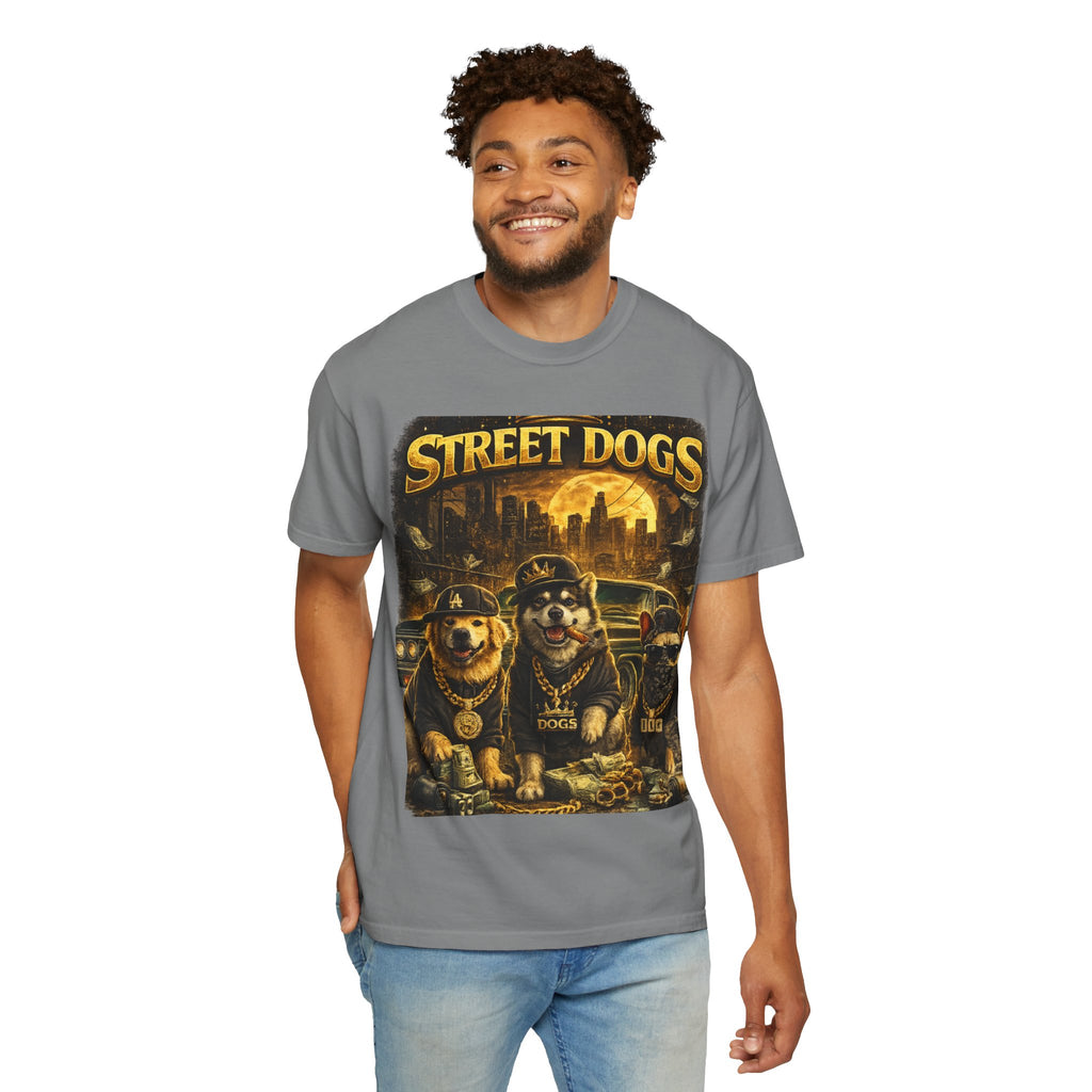 COLD HALO | Street Dogs funny Dog Graphic T-Shirt — Urban Dog  Hip Hop dog Graphic Tee| puppy streetwear shirt| Dog Lover gift.