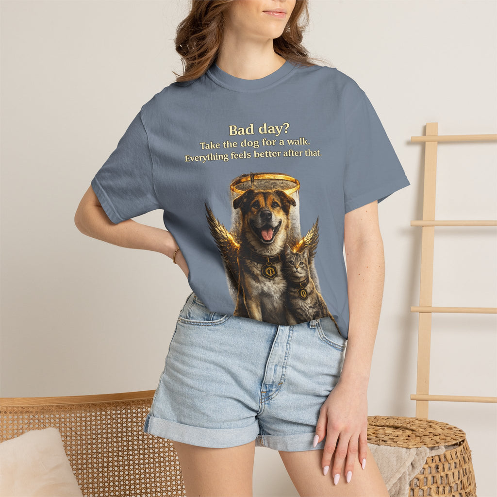 Bad day? Take The dog for a walk Cold Halo T-shirt / Dog lover Graphic -T- shirt