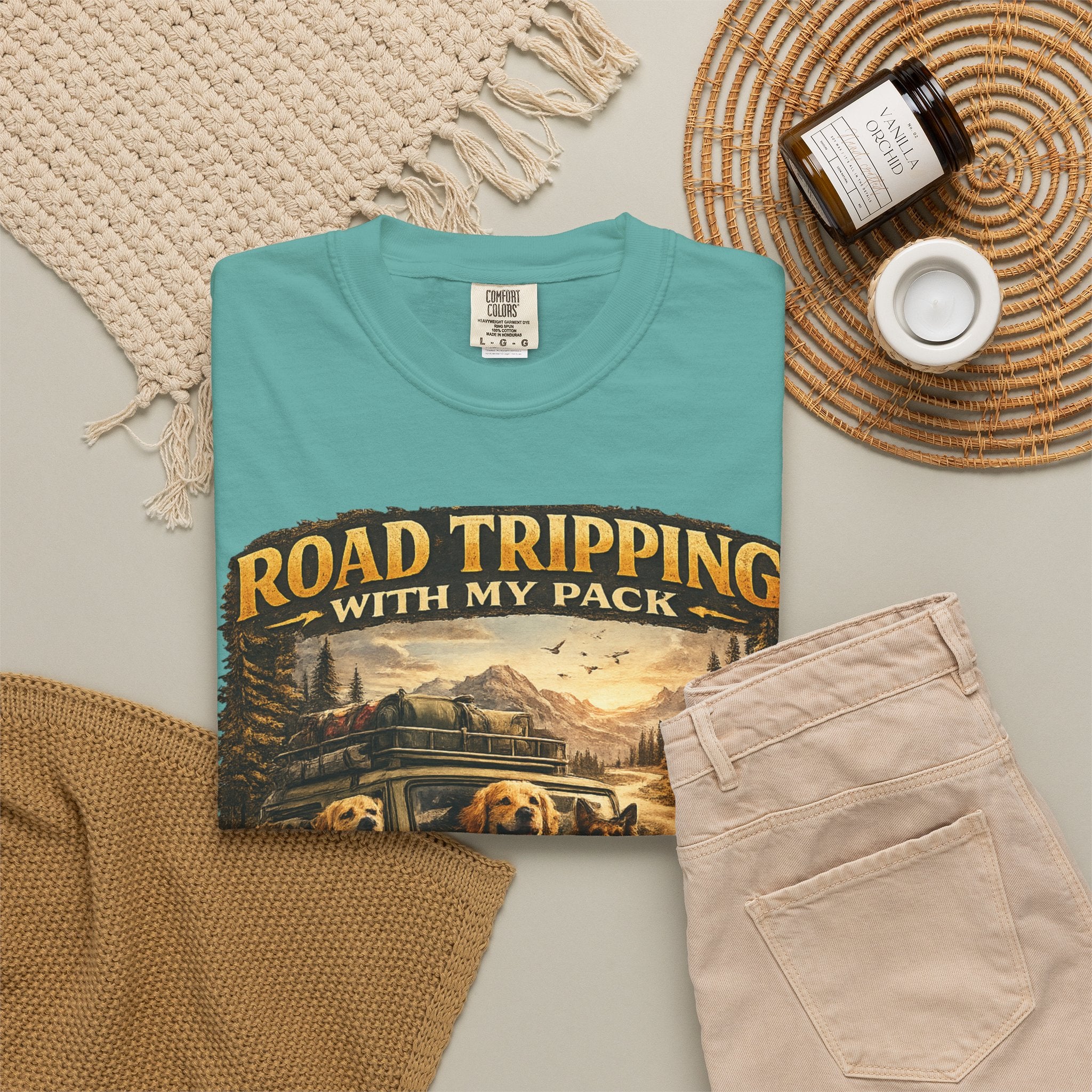 Road Tripping with My Pack T-Shirt| Funny Dog Road Trip -Shirt| Adventure Dog Lover Tee| Camping & Travel Gift Hor Pet Owners