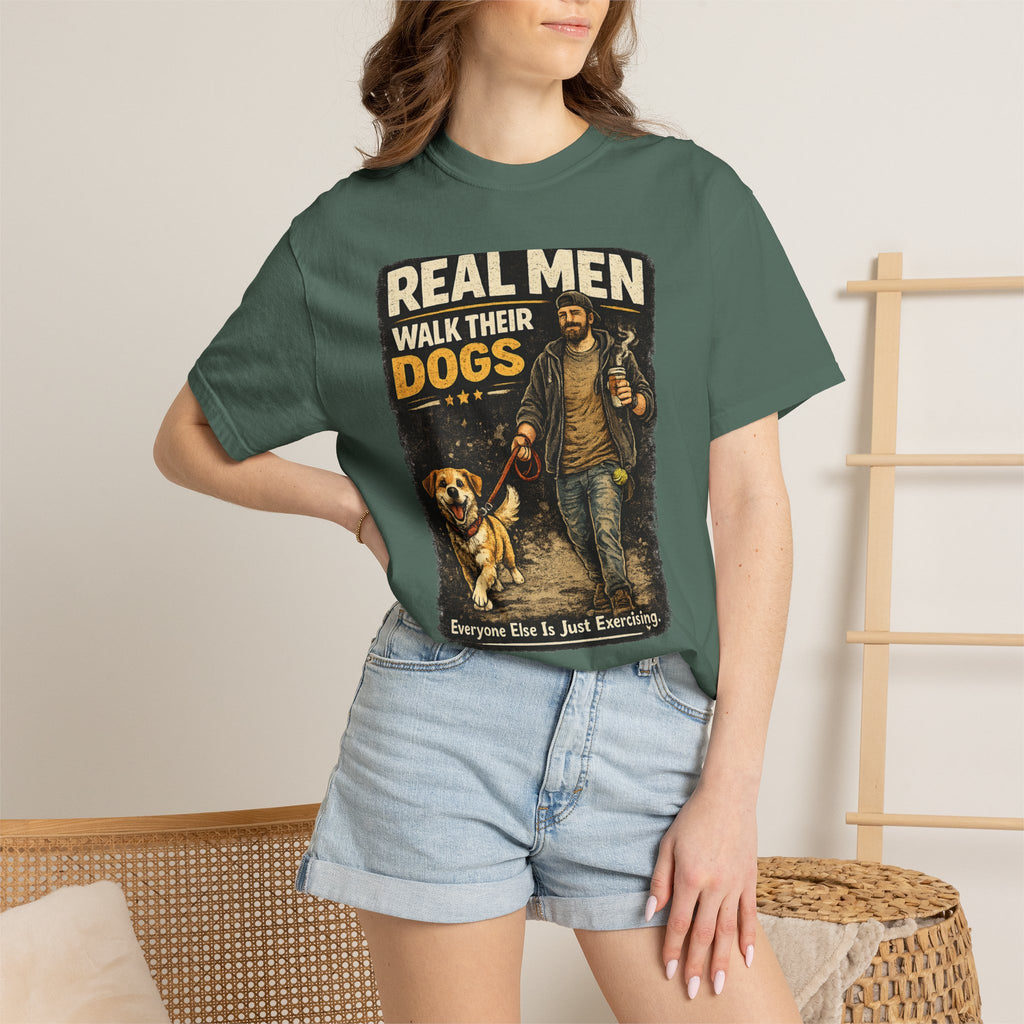 COLD HALO PETS |Real Men Walk Their Dogs Funny Dog Lover Graphic Tee