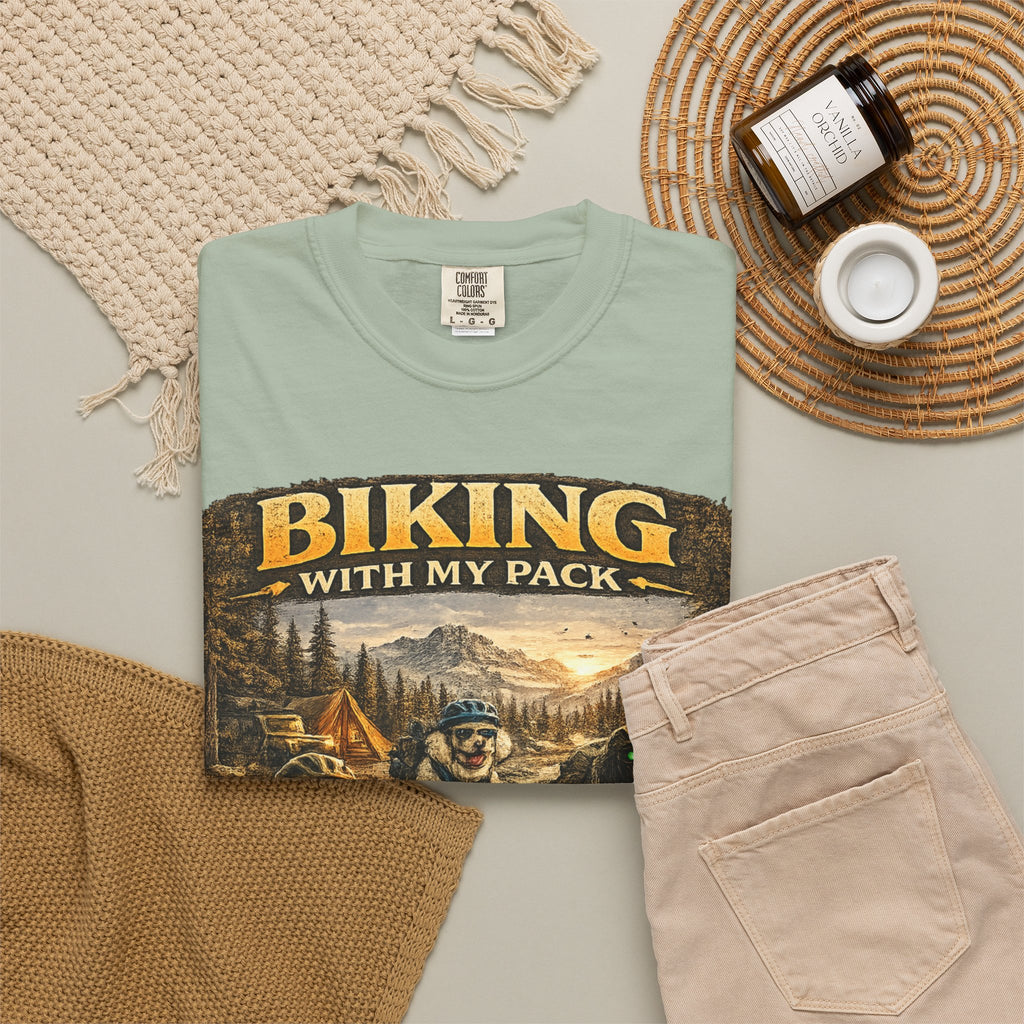 Biking With My Pack T-Shirt | Funny Dog Biking shirt| Adventure Dog Biking shirt| Adventure Dog Lover Tee| Mountain Bike Dog Dad gift