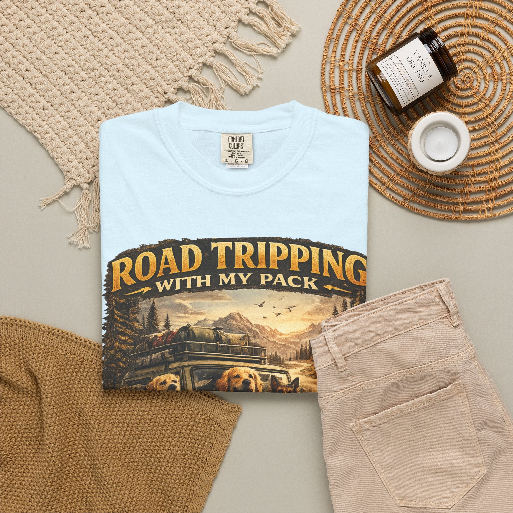Road Tripping with My Pack T-Shirt| Funny Dog Road Trip -Shirt| Adventure Dog Lover Tee| Camping & Travel Gift Hor Pet Owners
