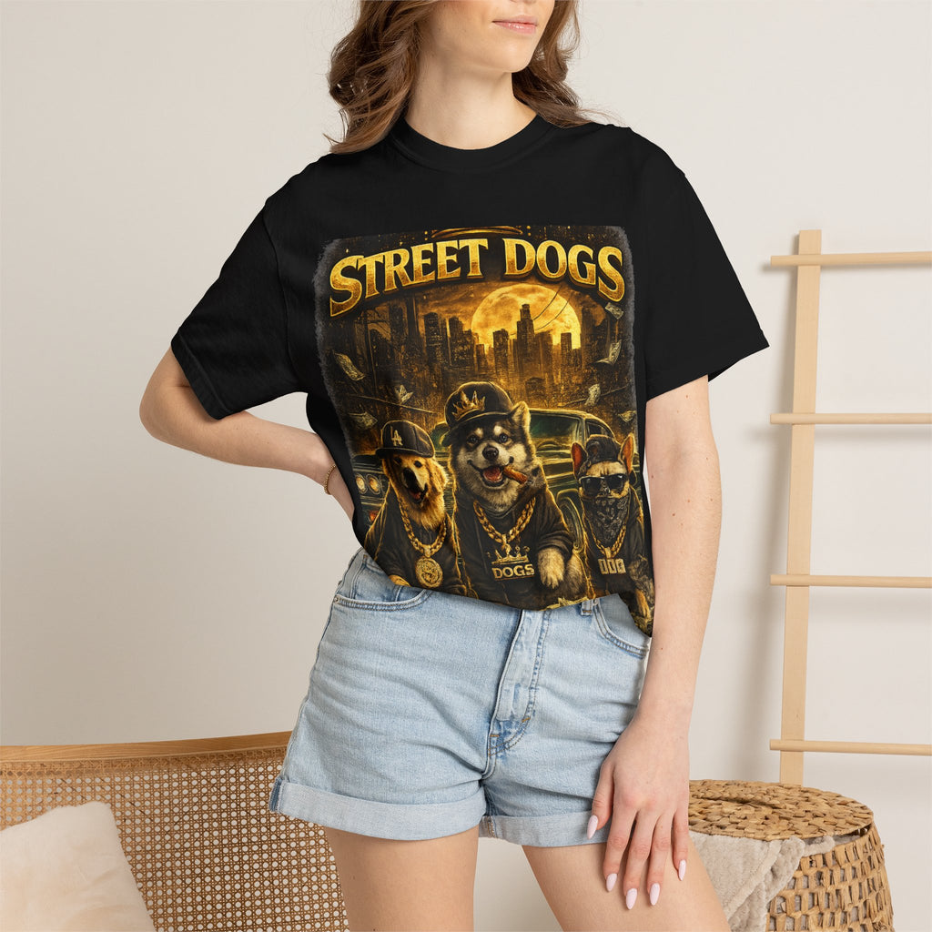 COLD HALO | Street Dogs funny Dog Graphic T-Shirt — Urban Dog  Hip Hop dog Graphic Tee| puppy streetwear shirt| Dog Lover gift.