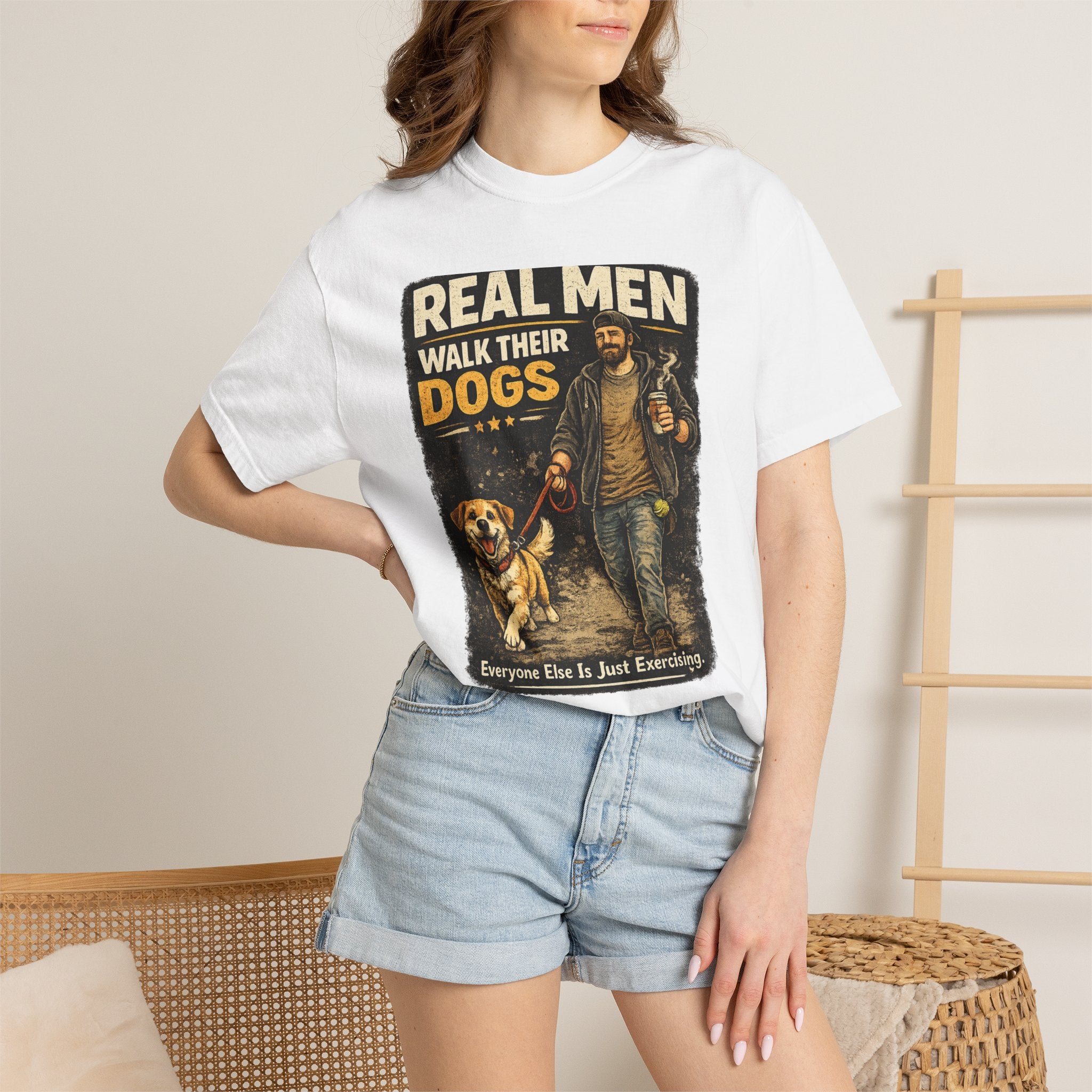 COLD HALO PETS |Real Men Walk Their Dogs Funny Dog Lover Graphic Tee