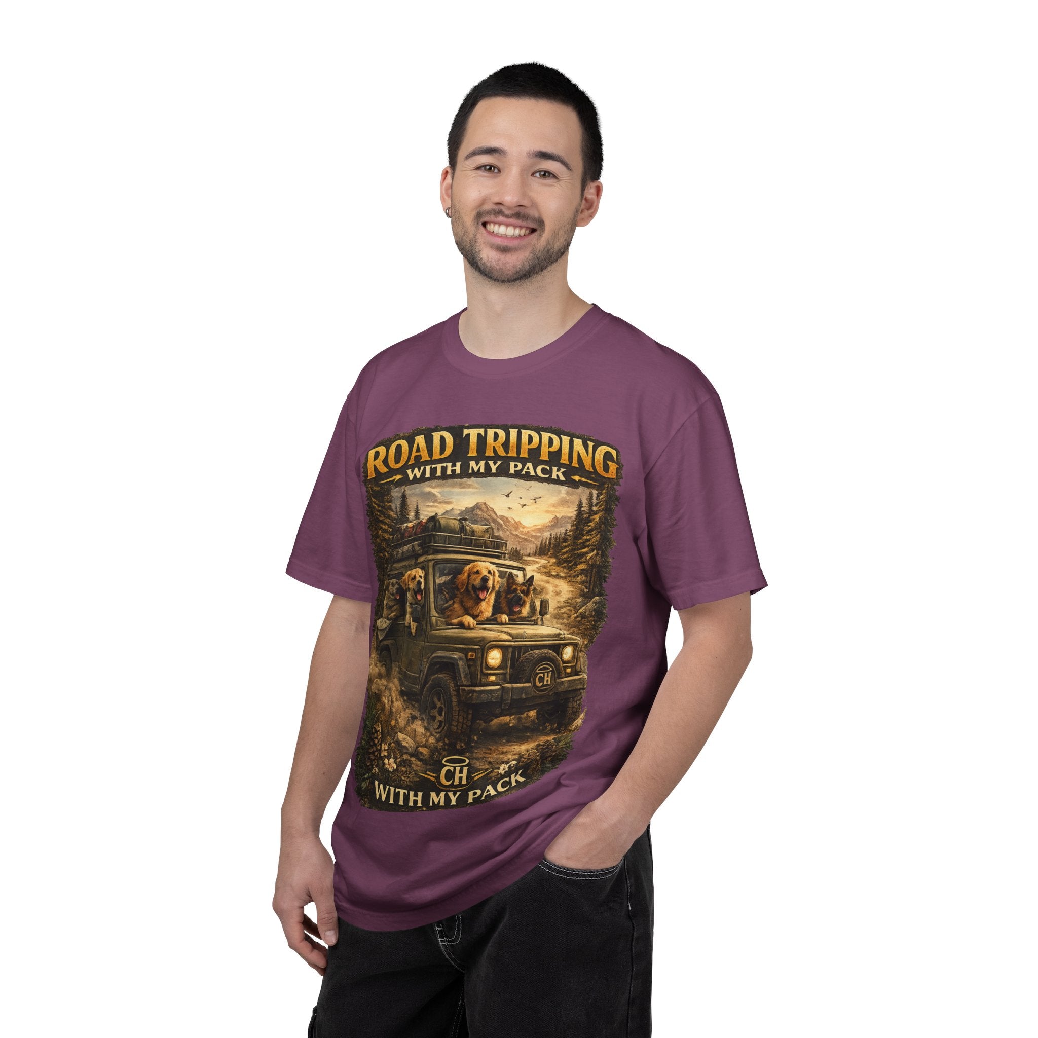 Road Tripping with My Pack T-Shirt| Funny Dog Road Trip -Shirt| Adventure Dog Lover Tee| Camping & Travel Gift Hor Pet Owners