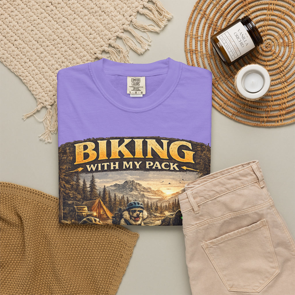 Biking With My Pack T-Shirt | Funny Dog Biking shirt| Adventure Dog Biking shirt| Adventure Dog Lover Tee| Mountain Bike Dog Dad gift