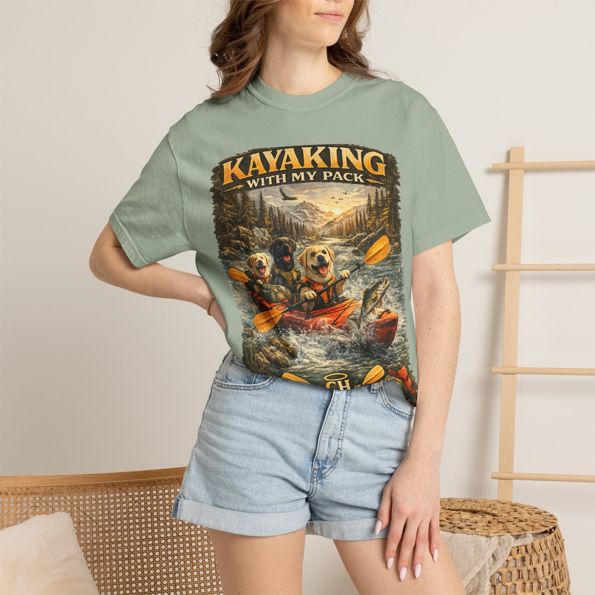COLD HALO PETS |Kayaking T-Shirt Labrador Retriever Adventure Graphic Tee .
