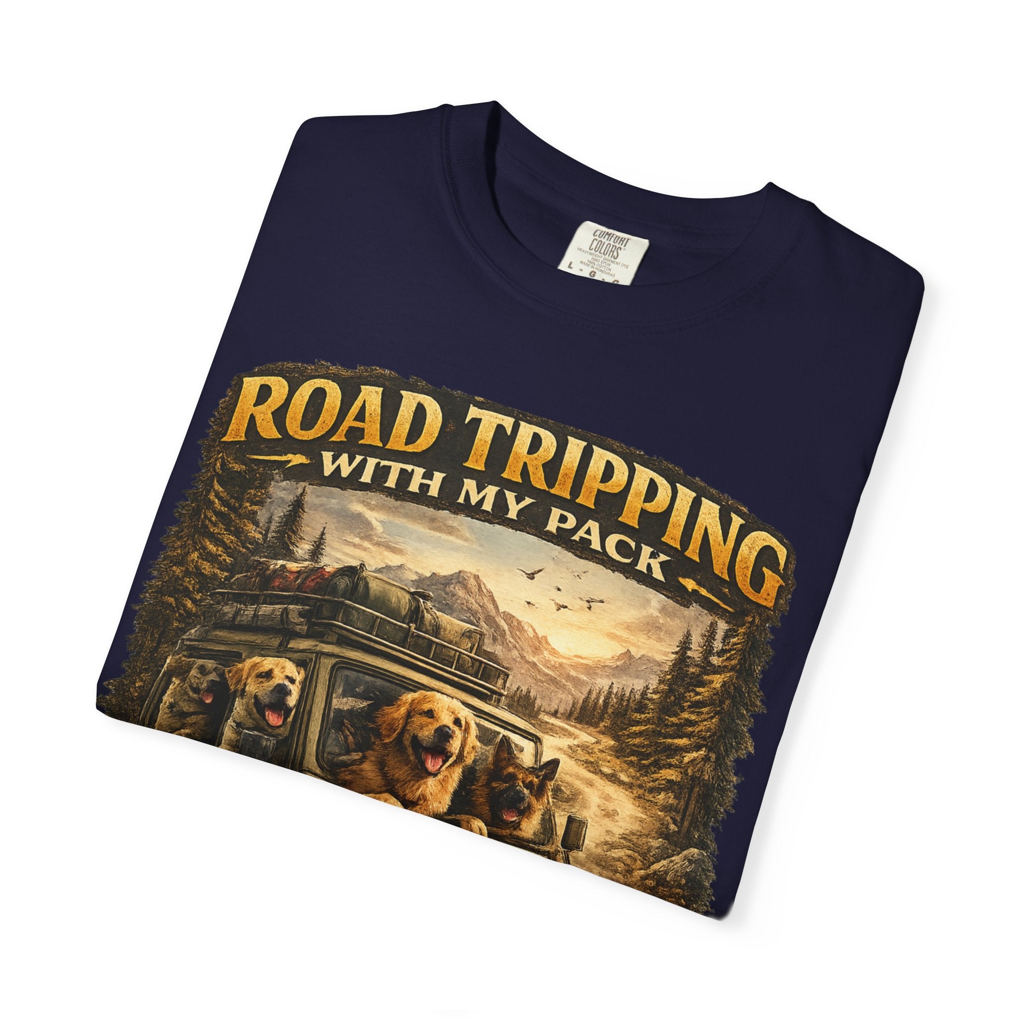 Road Tripping with My Pack T-Shirt| Funny Dog Road Trip -Shirt| Adventure Dog Lover Tee| Camping & Travel Gift Hor Pet Owners