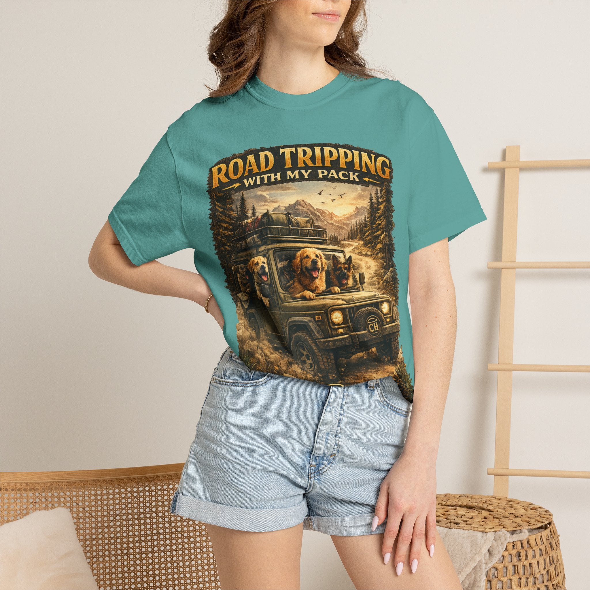 Road Tripping with My Pack T-Shirt| Funny Dog Road Trip -Shirt| Adventure Dog Lover Tee| Camping & Travel Gift Hor Pet Owners