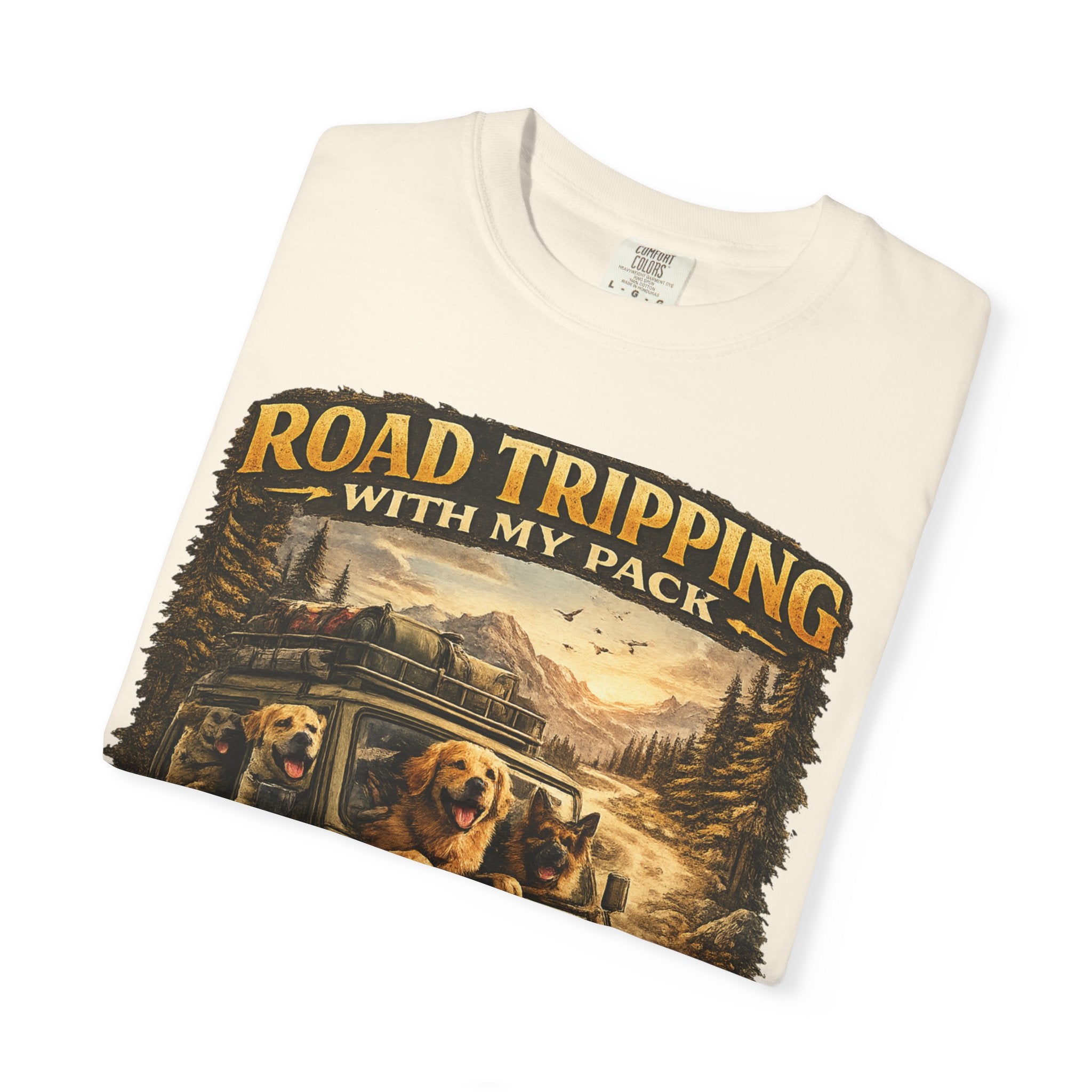 Road Tripping with My Pack T-Shirt| Funny Dog Road Trip -Shirt| Adventure Dog Lover Tee| Camping & Travel Gift Hor Pet Owners