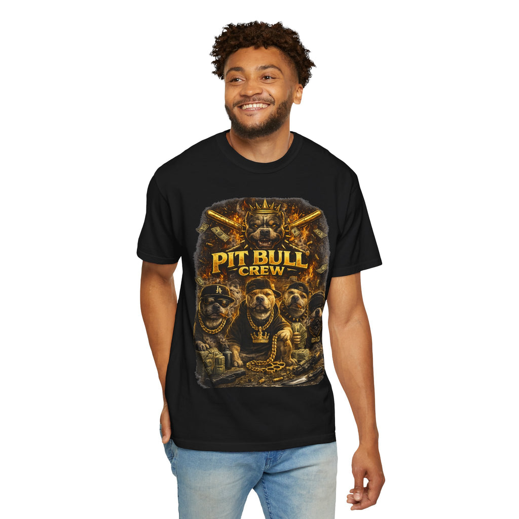 COLD HALO | Pit Bull Crew Graphic T-Shirt| Urban  streetwear  dog shirt|  — Bold Streetwear Tee for Dog Lovers| Pitbull Lover Gift for men and women