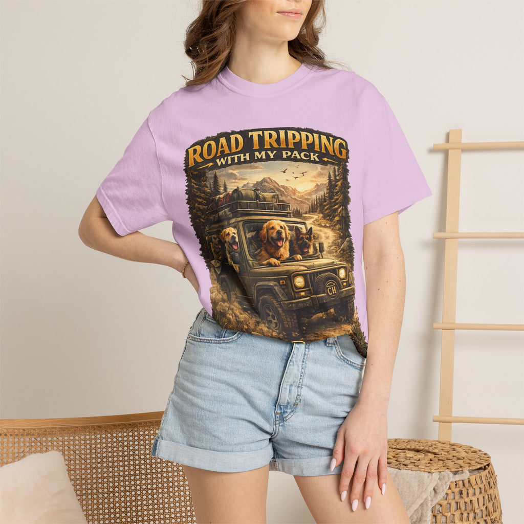 Road Tripping with My Pack T-Shirt| Funny Dog Road Trip -Shirt| Adventure Dog Lover Tee| Camping & Travel Gift Hor Pet Owners