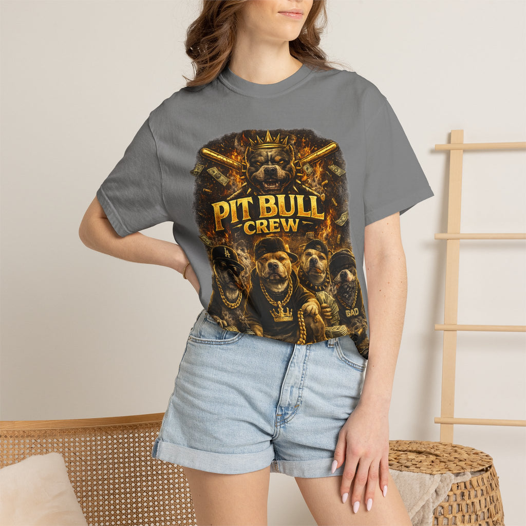 COLD HALO | Pit Bull Crew Graphic T-Shirt| Urban  streetwear  dog shirt|  — Bold Streetwear Tee for Dog Lovers| Pitbull Lover Gift for men and women