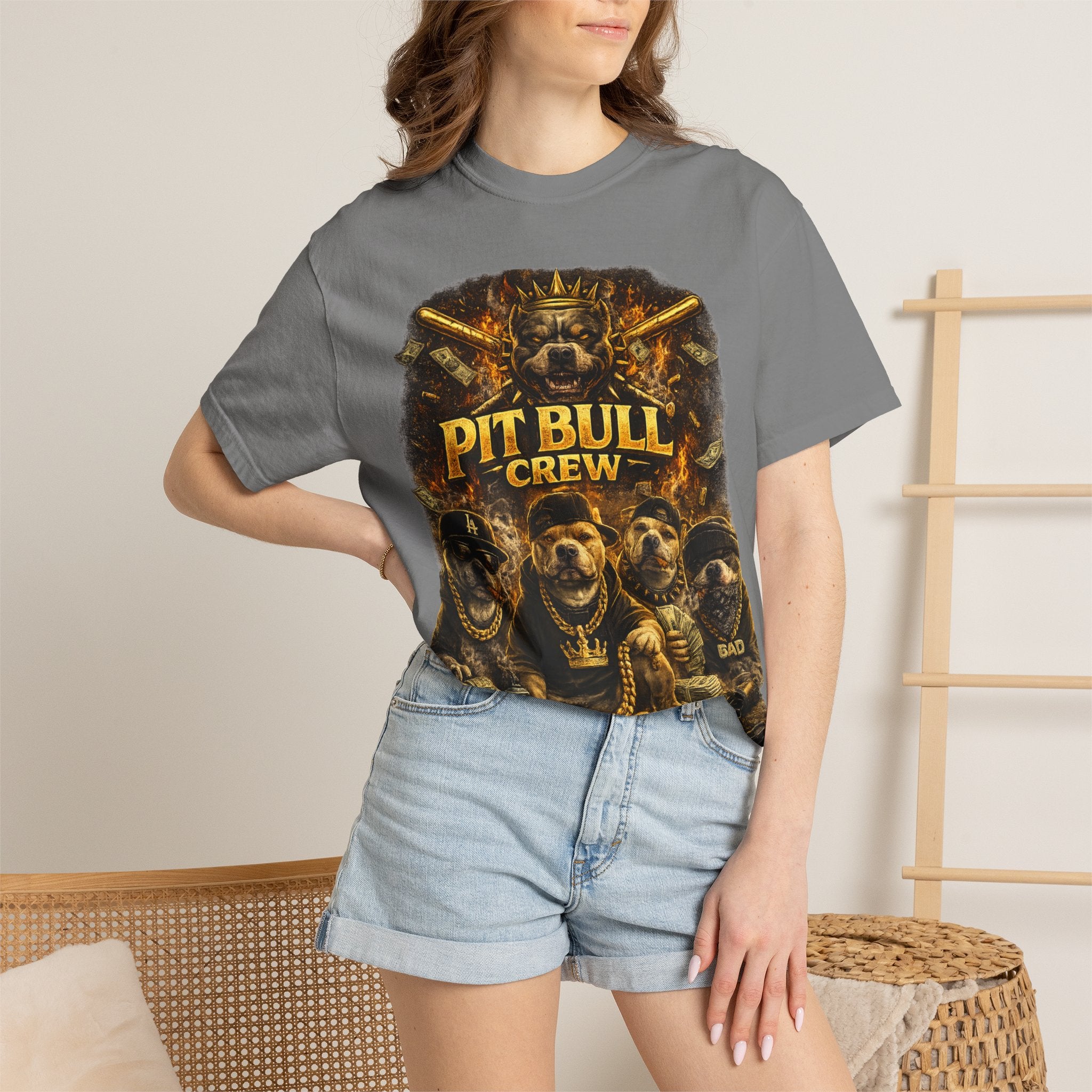 COLD HALO | Pit Bull Crew Graphic T-Shirt| Urban  streetwear  dog shirt|  — Bold Streetwear Tee for Dog Lovers| Pitbull Lover Gift for men and women