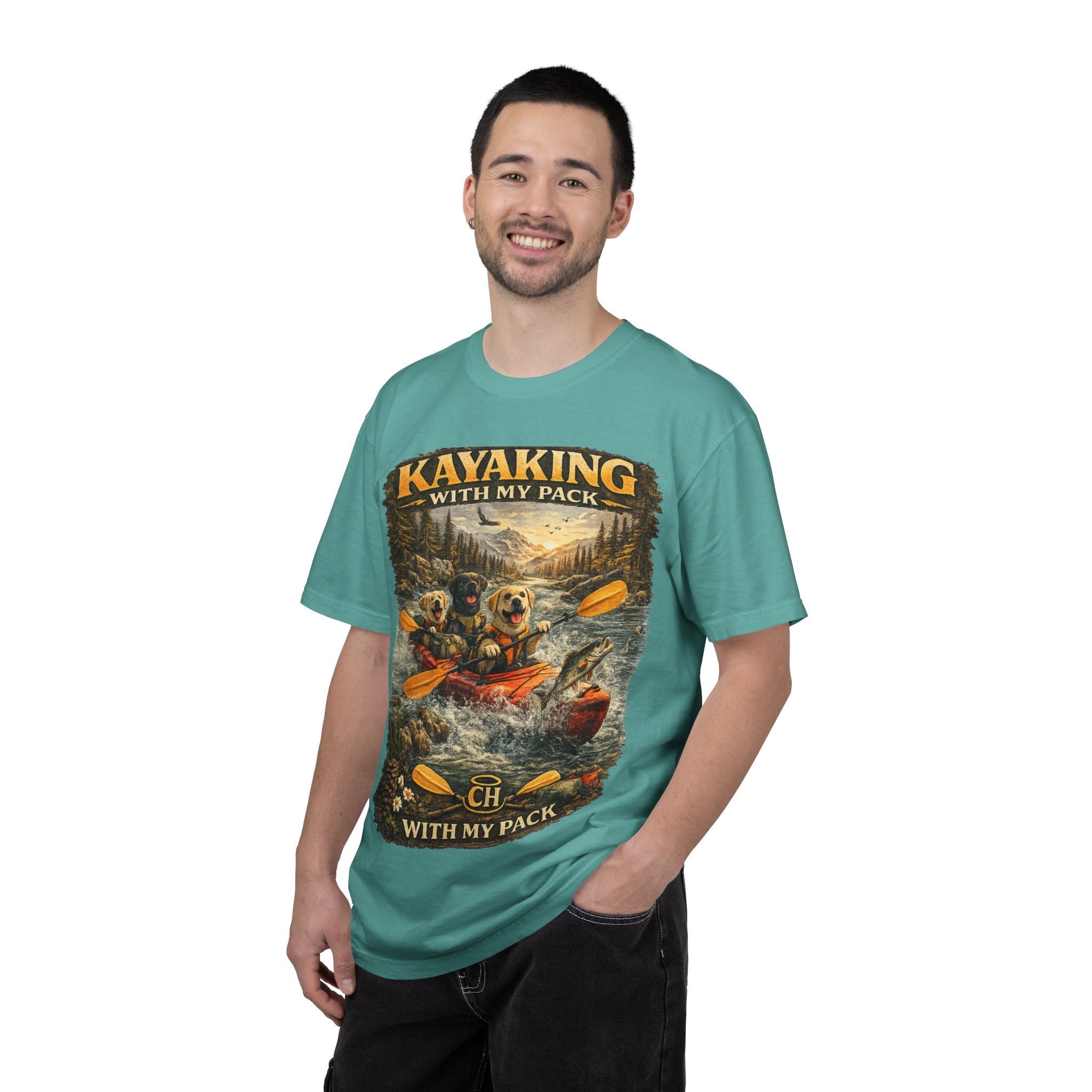 COLD HALO PETS |Kayaking T-Shirt Labrador Retriever Adventure Graphic Tee .